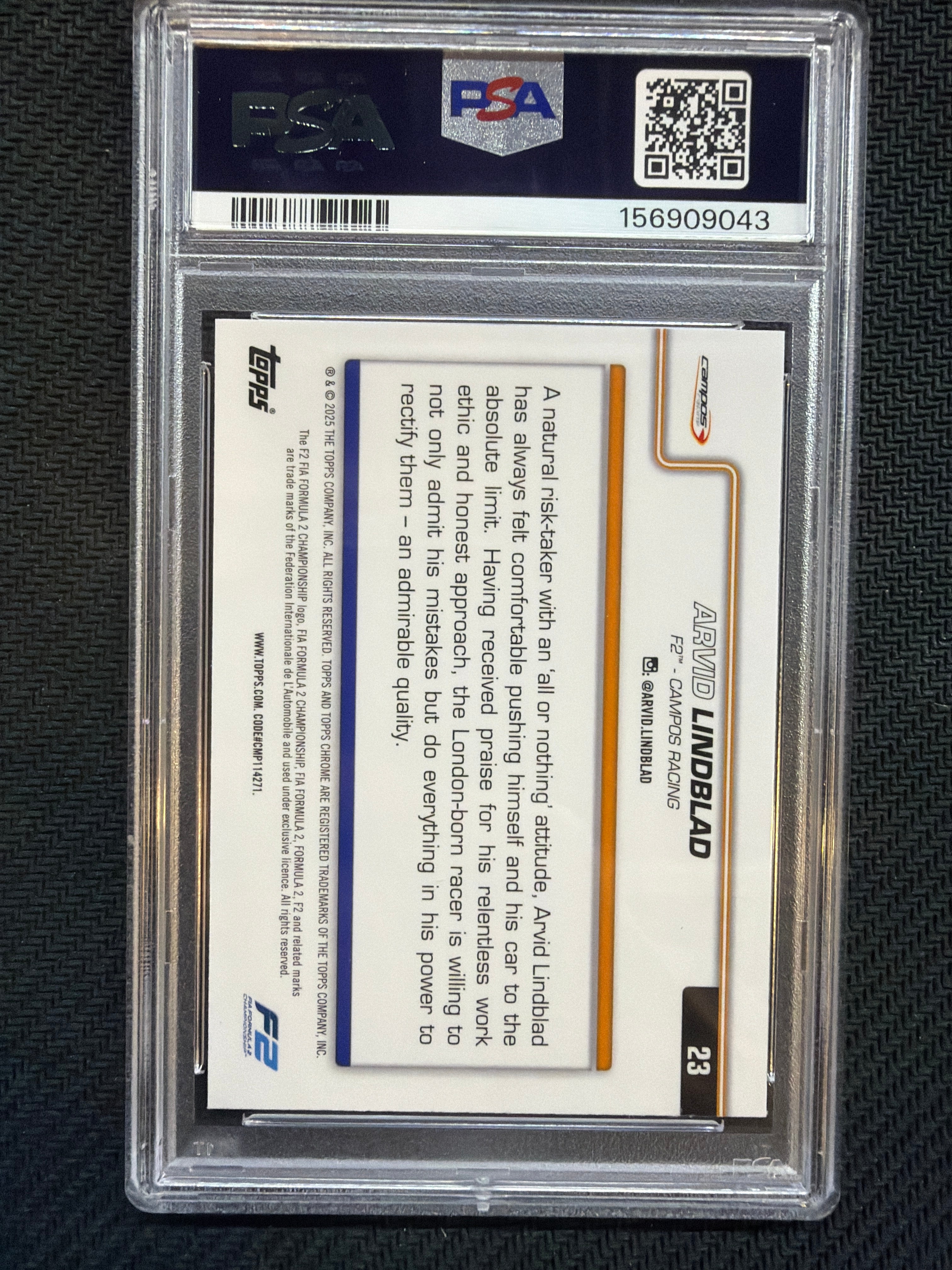 2025 Topps Chrome F1 Arvid Lindblad #23 PSA 9 043
