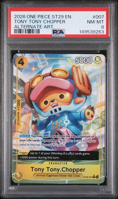 2026 One Piece ST29 Tony Tony Chopper 007 Alt Art PSA 8