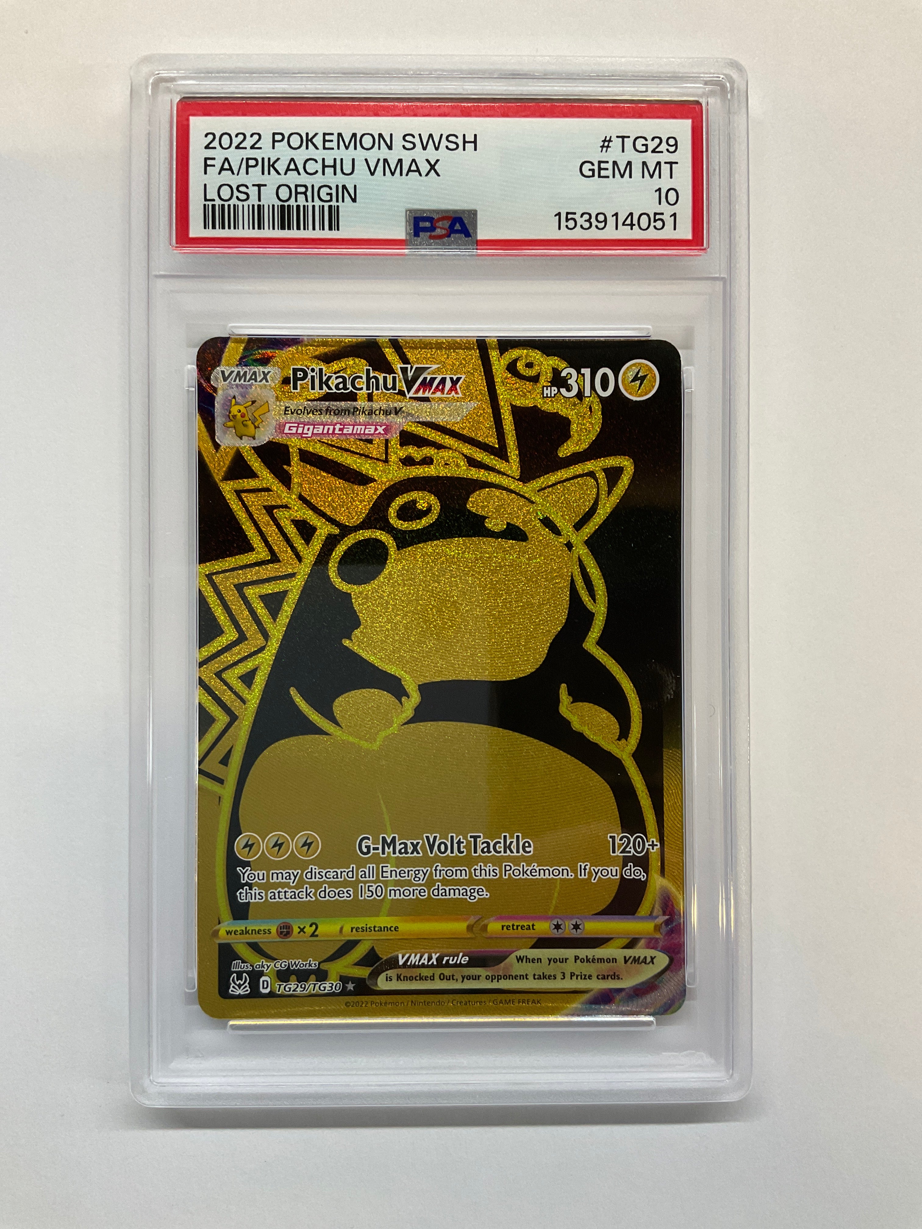 2022 Pokemon Lost Origin Pikachu Vmax TG29 PSA 10