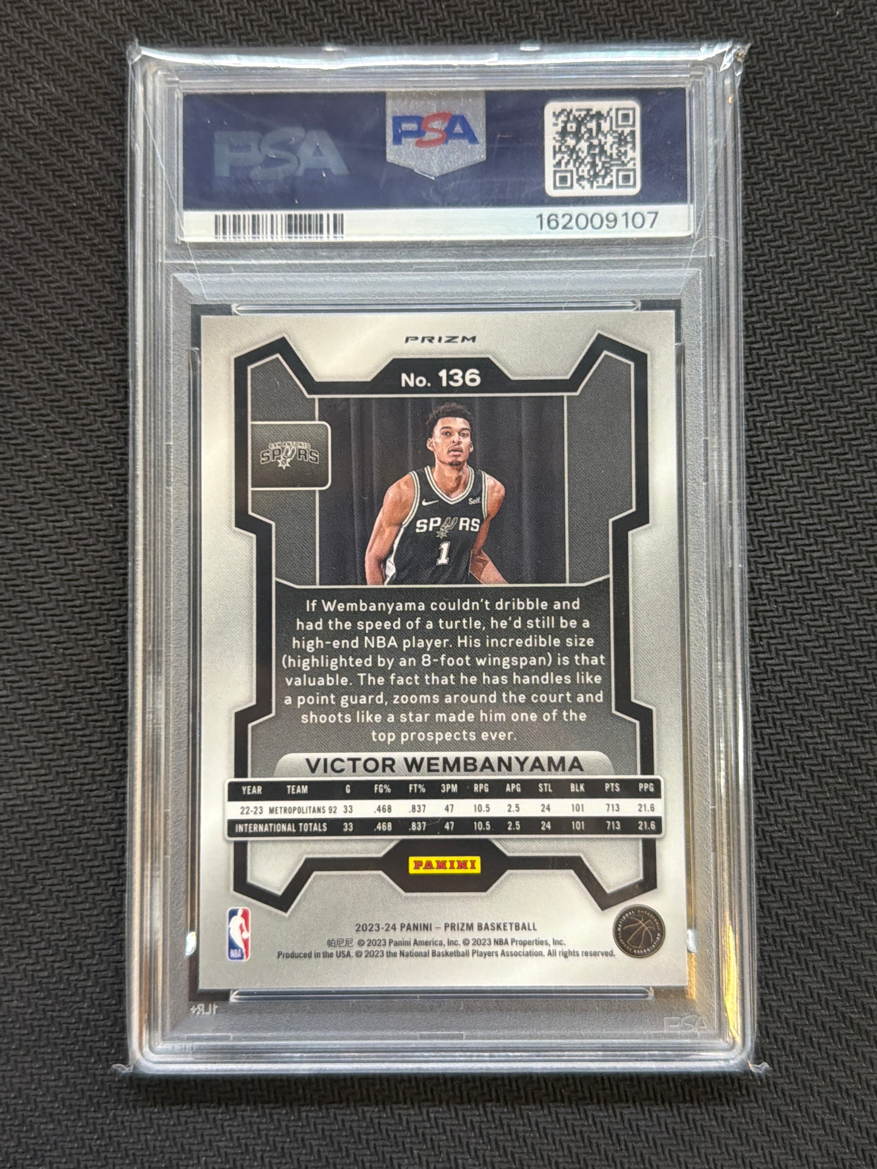 2023 Panini Prizm Victor Wembanyama Orange Ice Rookie #136 PSA 9 Spurs
