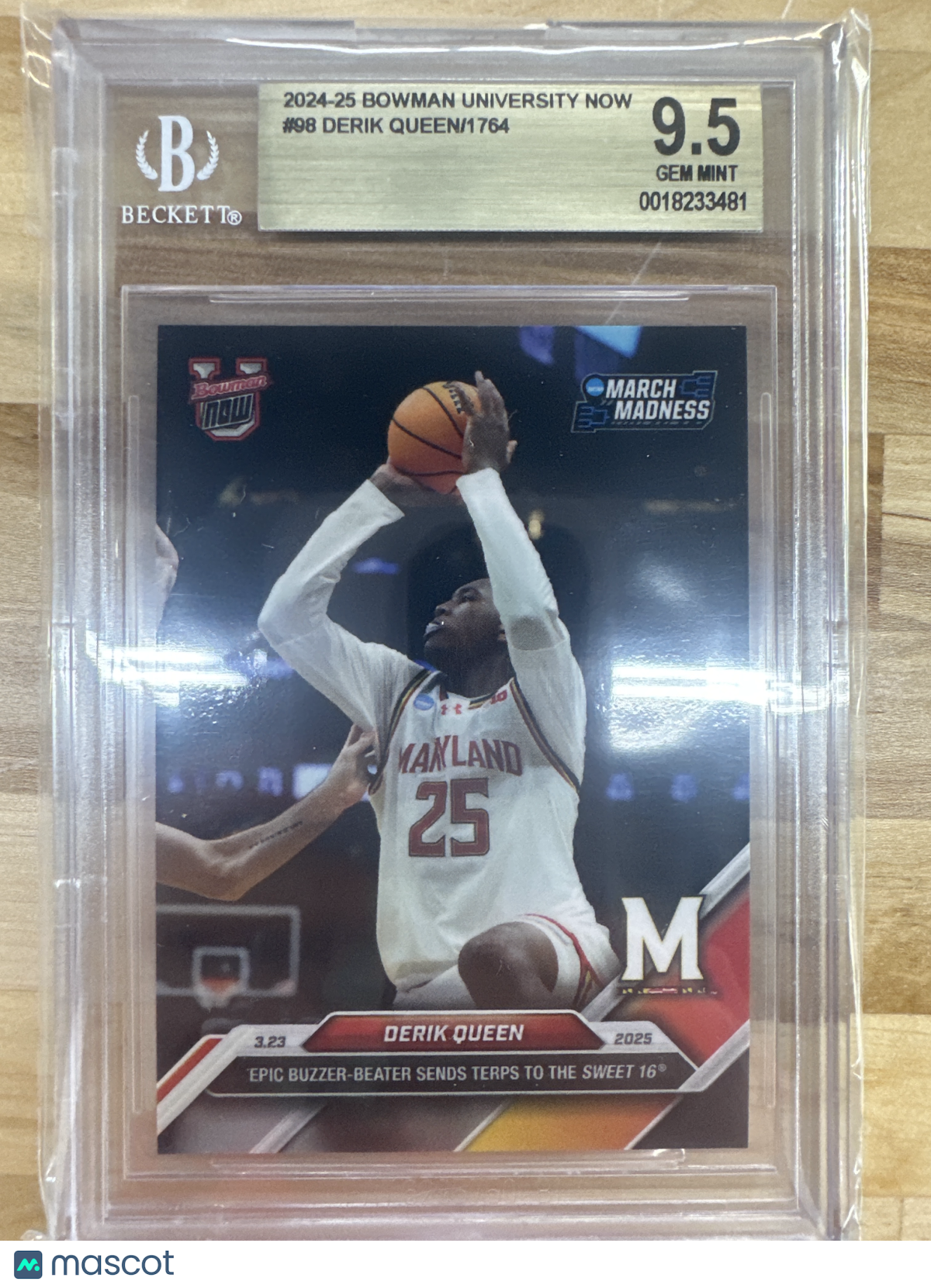 2024-25 Bowman Now #98 Derik Queen BGS 9.5
