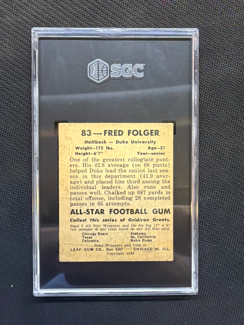 1948 Leaf Gum Co. #83 Fred Folger