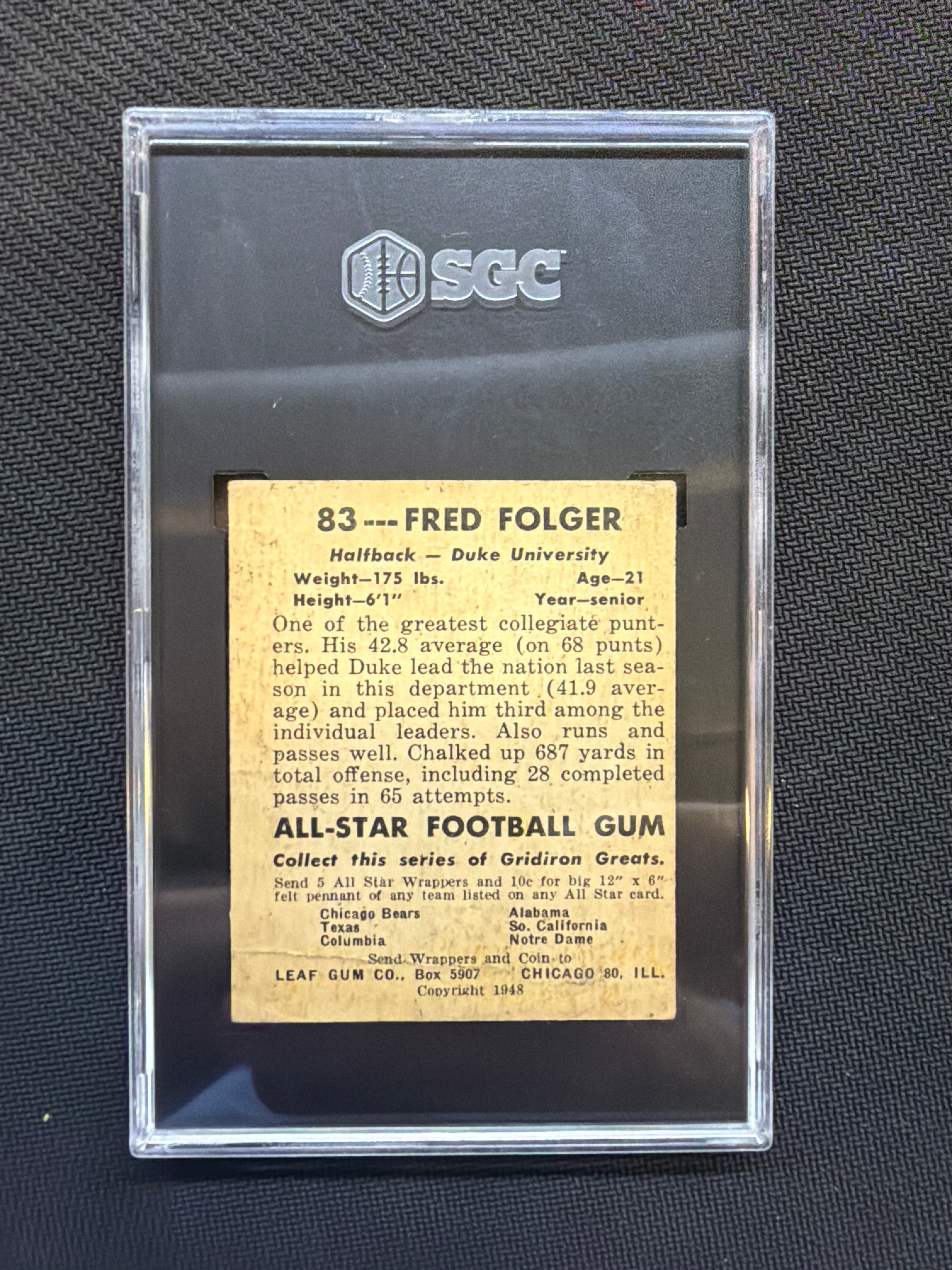 1948 Leaf Gum Co. #83 Fred Folger