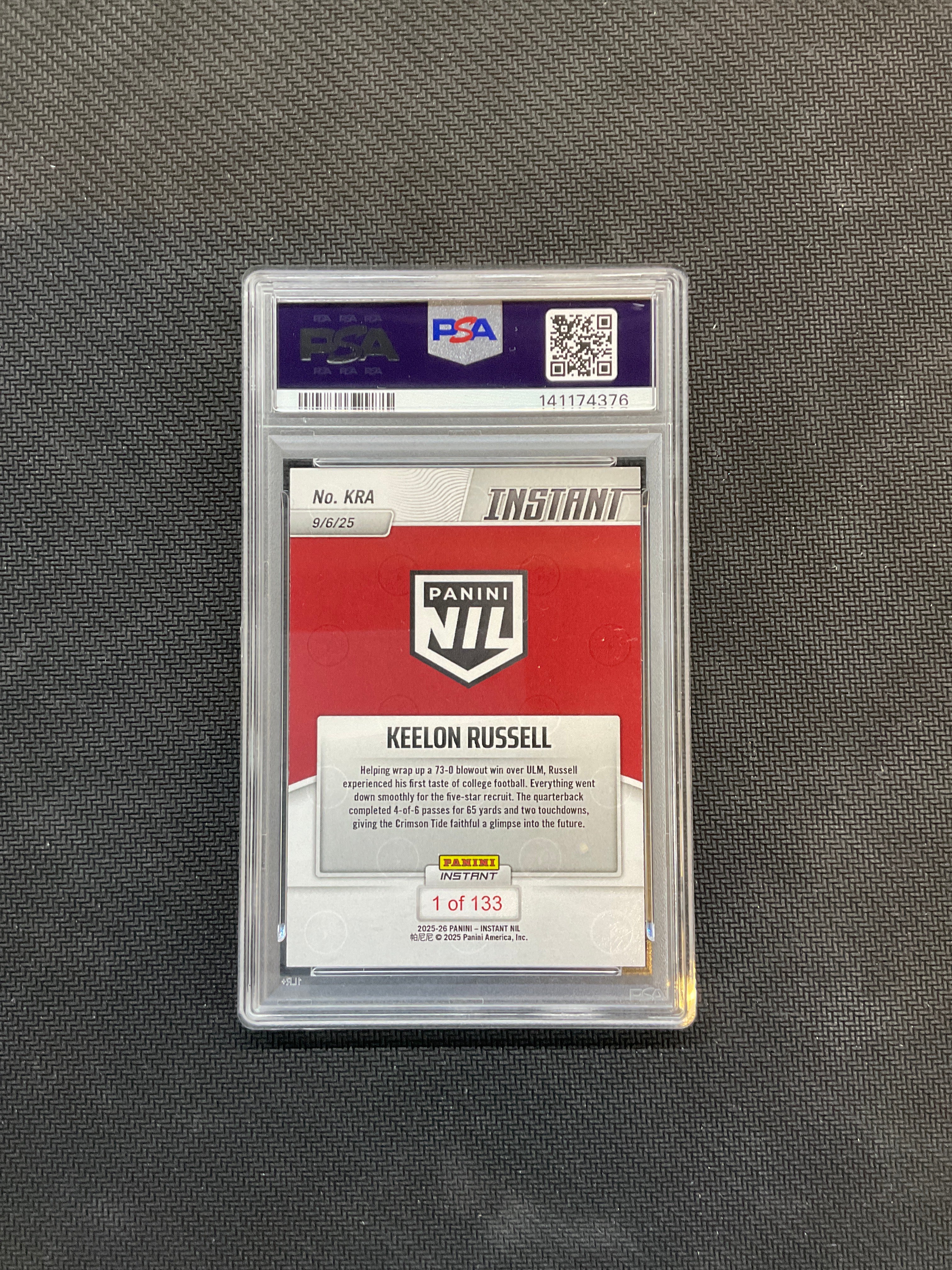 2025 Panini Instant NIL Keelon Russell Rookie PSA 10 Alabama 376