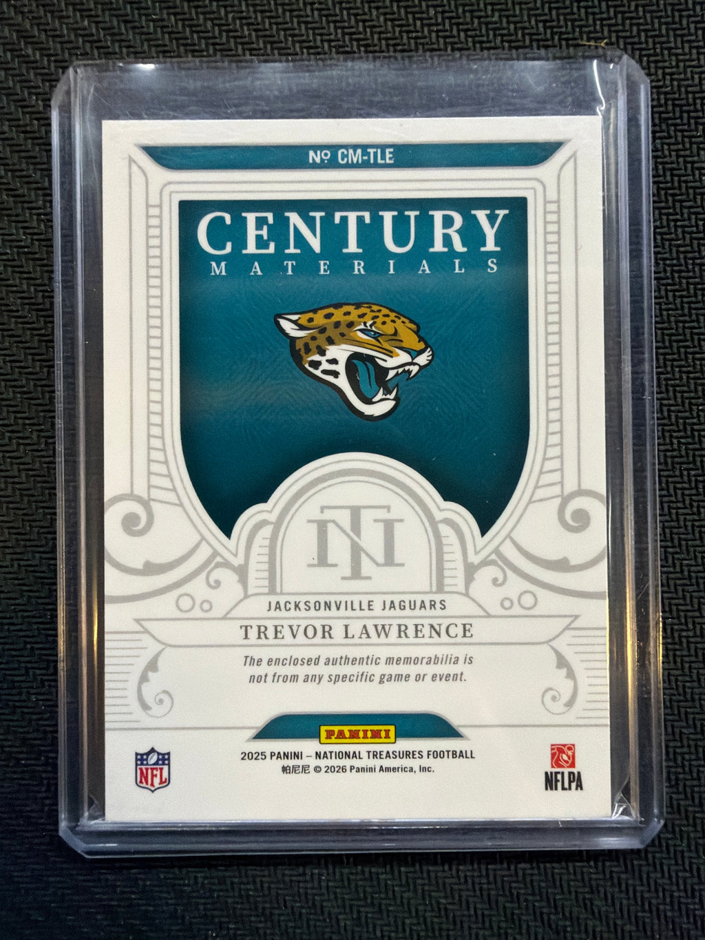 2025 National Treasures Trevor Lawrence Century Patch /49