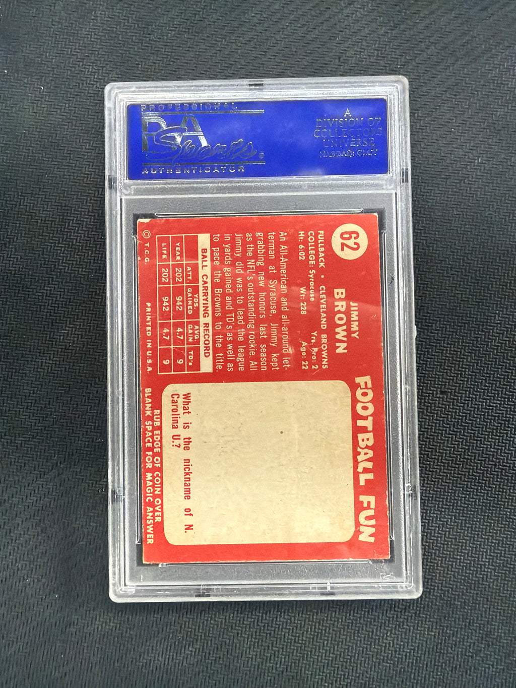 1958 Topps #62 Jim Brown Rookie PSA 5 Browns