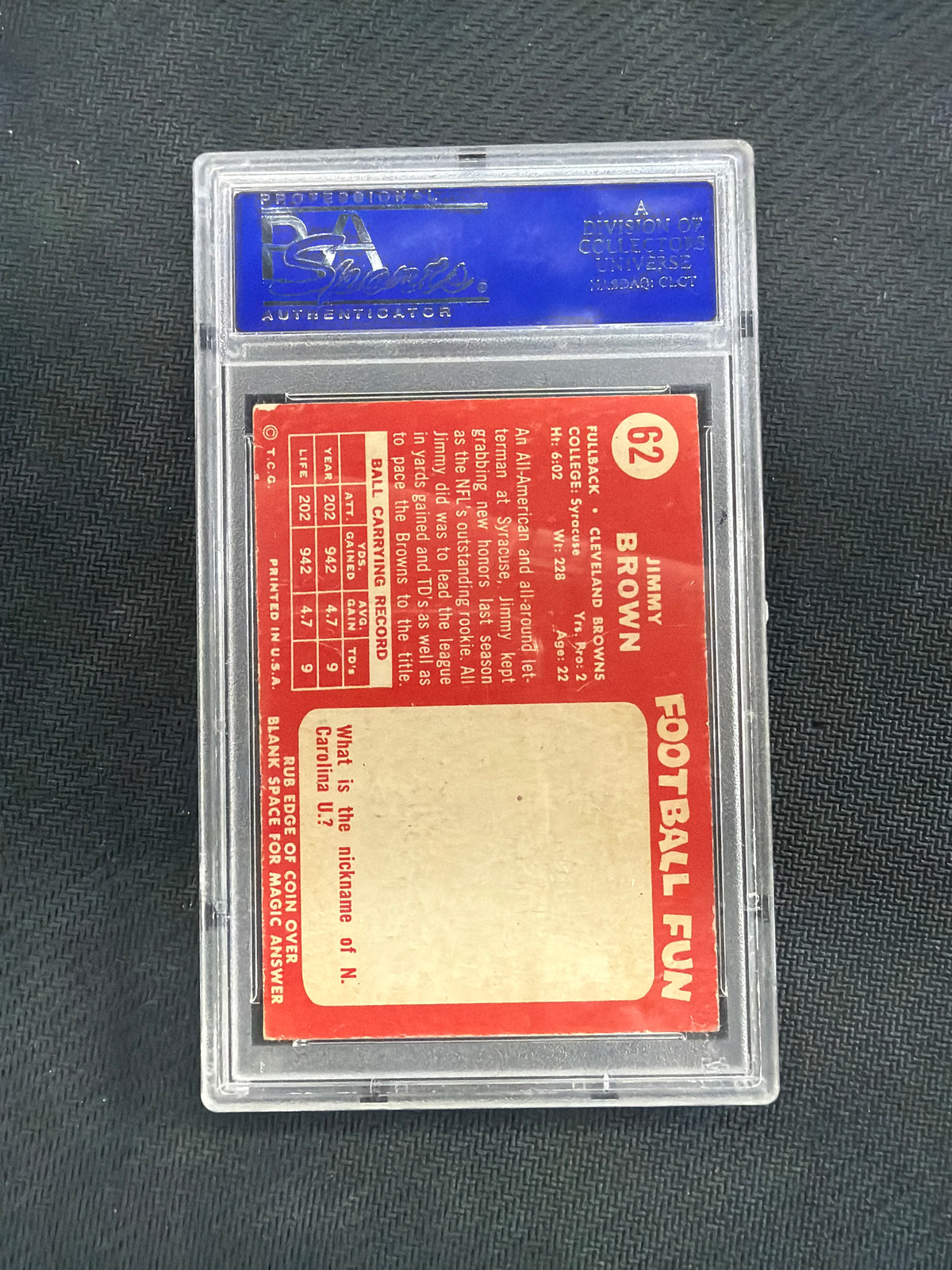 1958 Topps #62 Jim Brown Rookie PSA 5 Browns