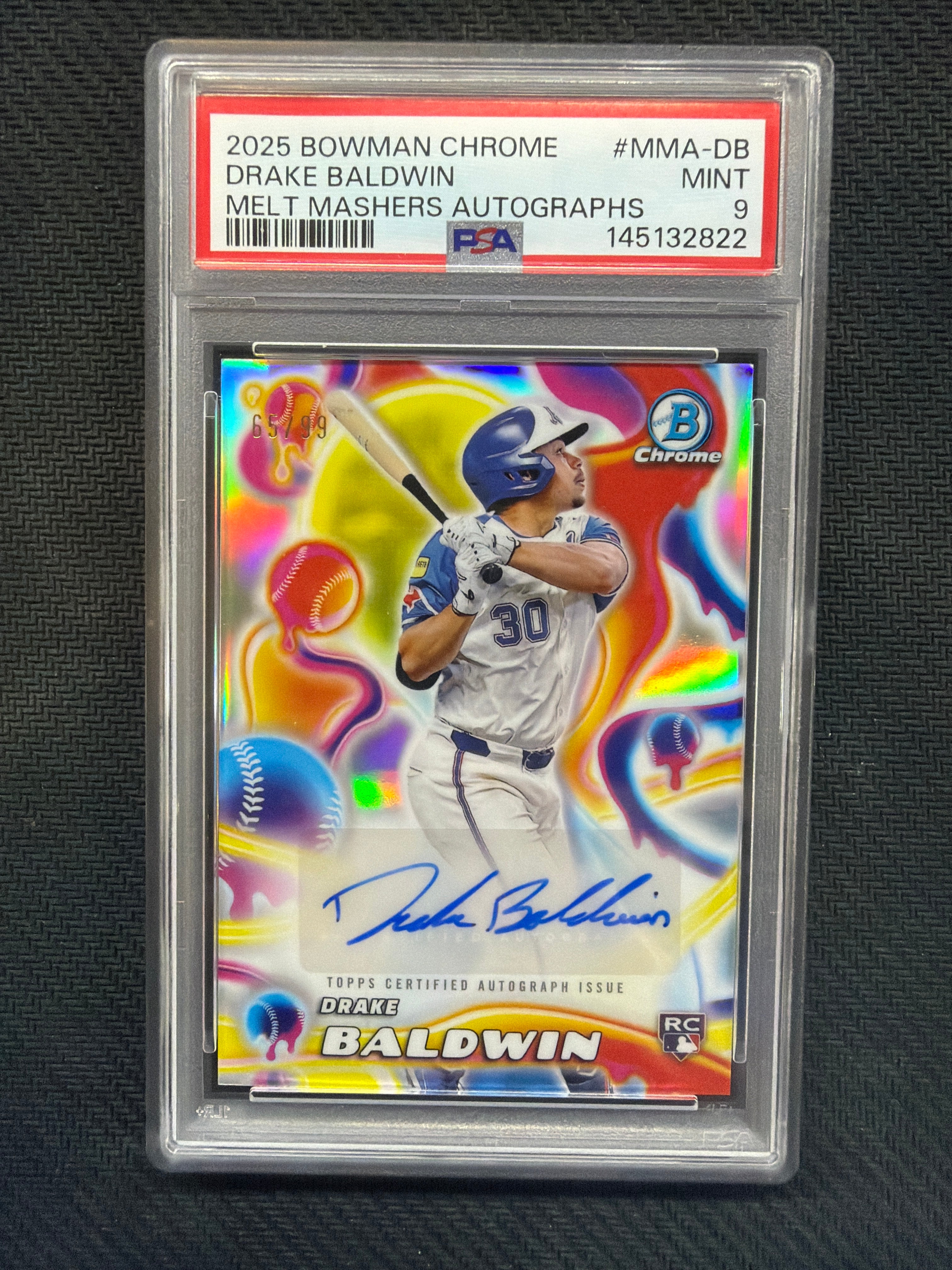 2025 Bowman Chrome Drake Baldwin Rookie Auto Melt Mashers PSA 9 Braves 822