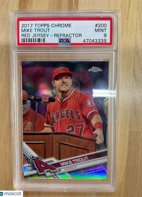 2017 Topps Chrome Mike Trout Red Jersey Refractor #200 PSA 9