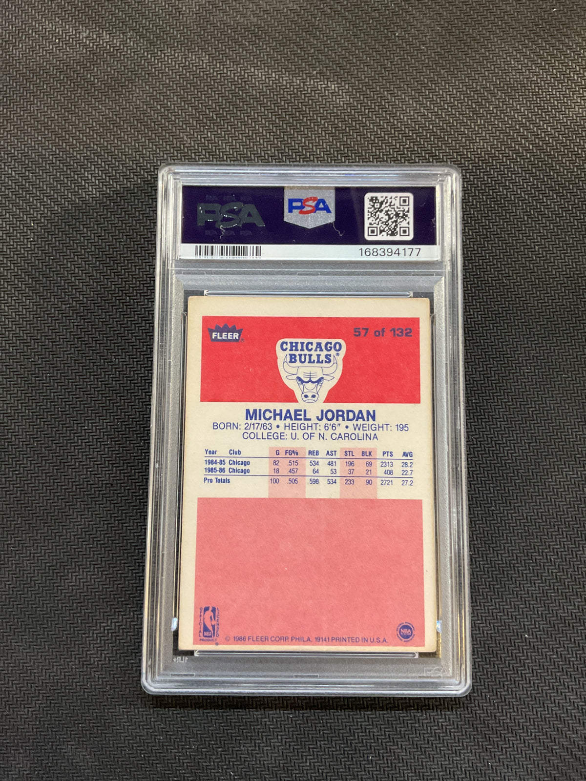 1986 Fleer Michael Jordan Rookie PSA 2 Bulls
