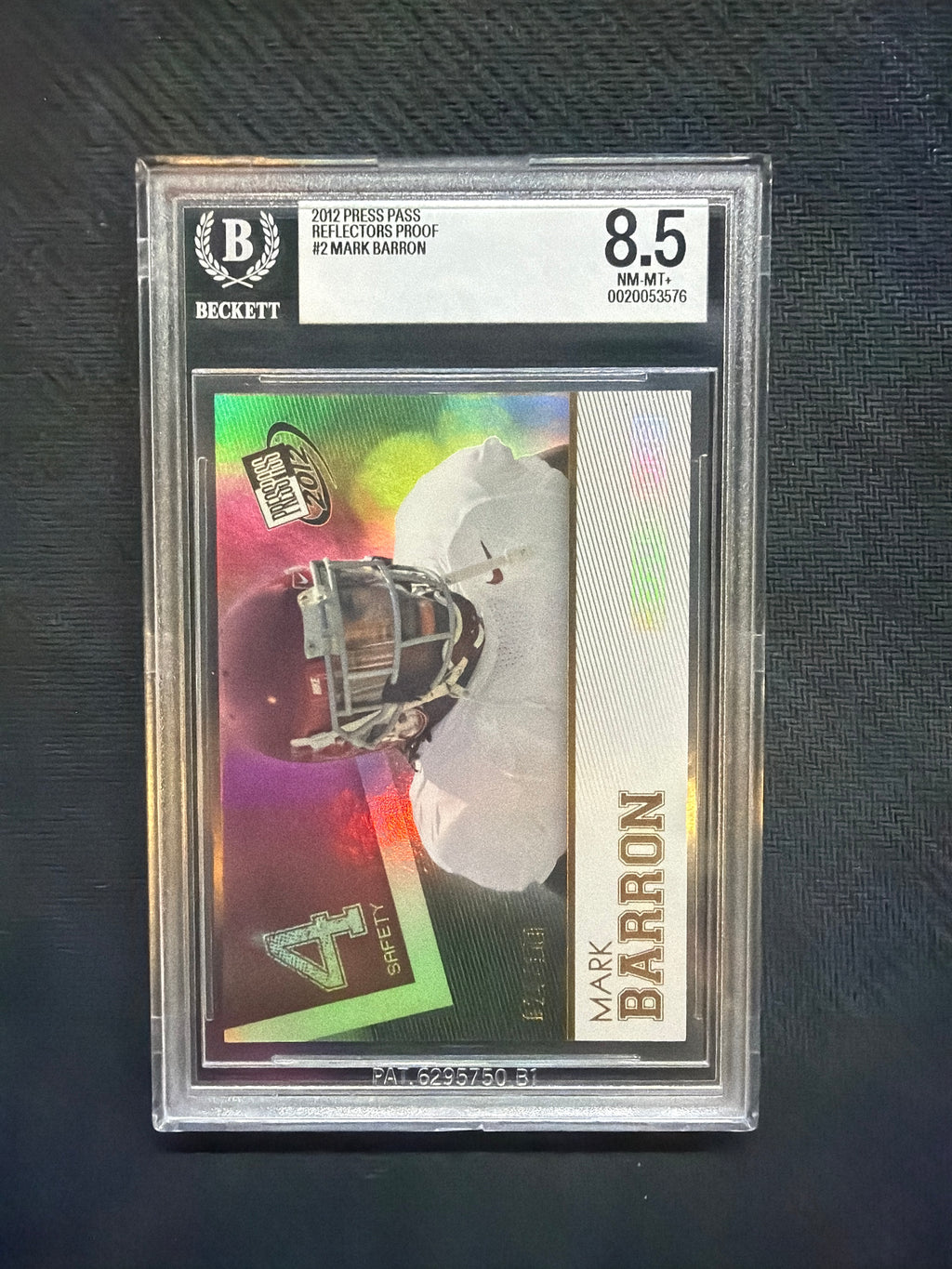 2012 Press Pass MArk Barron Reflectors Proof /100 BGS 8.5 Alabama