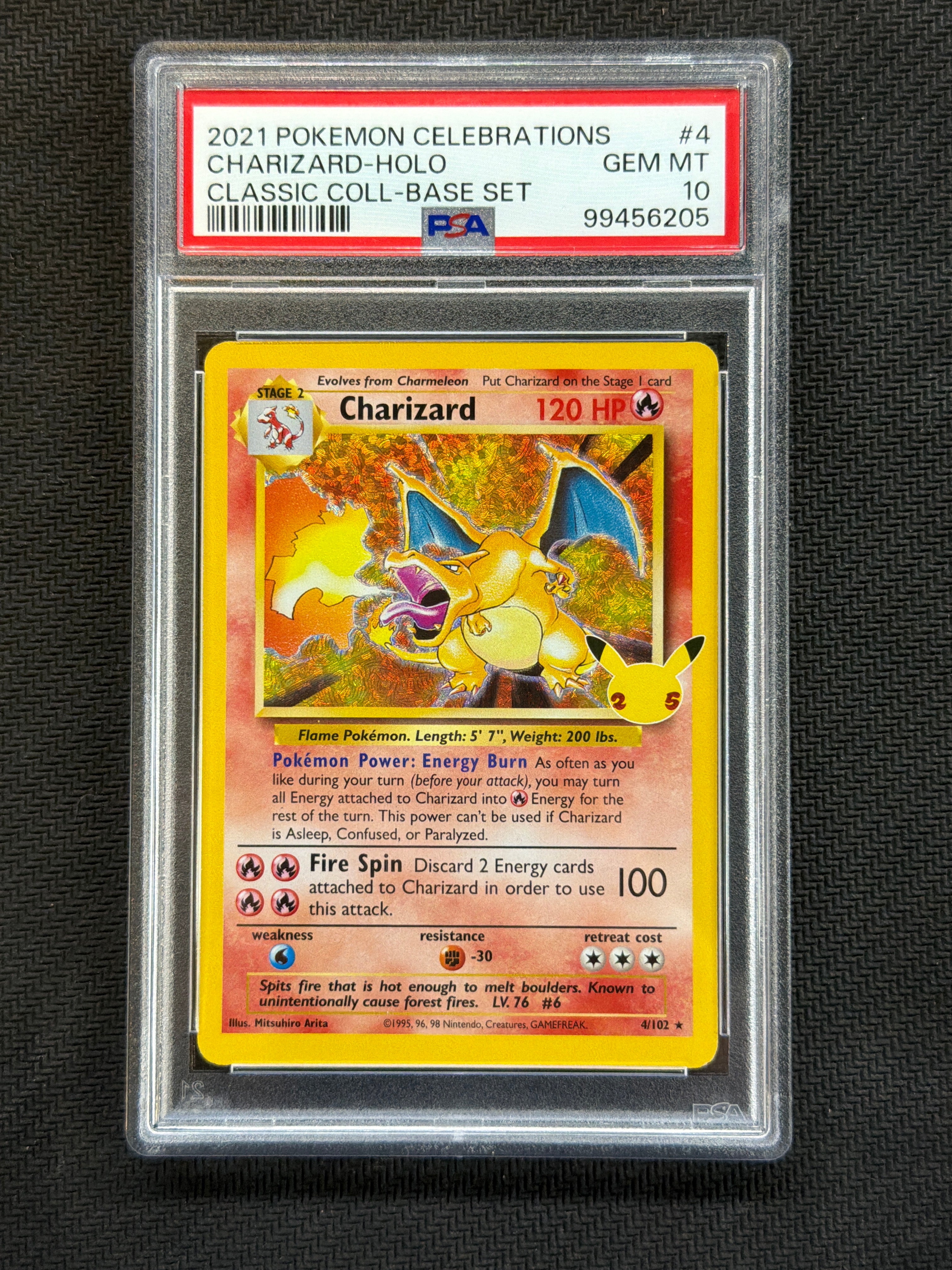 2021 Charizard Holo 4 Celebrations PSA 10