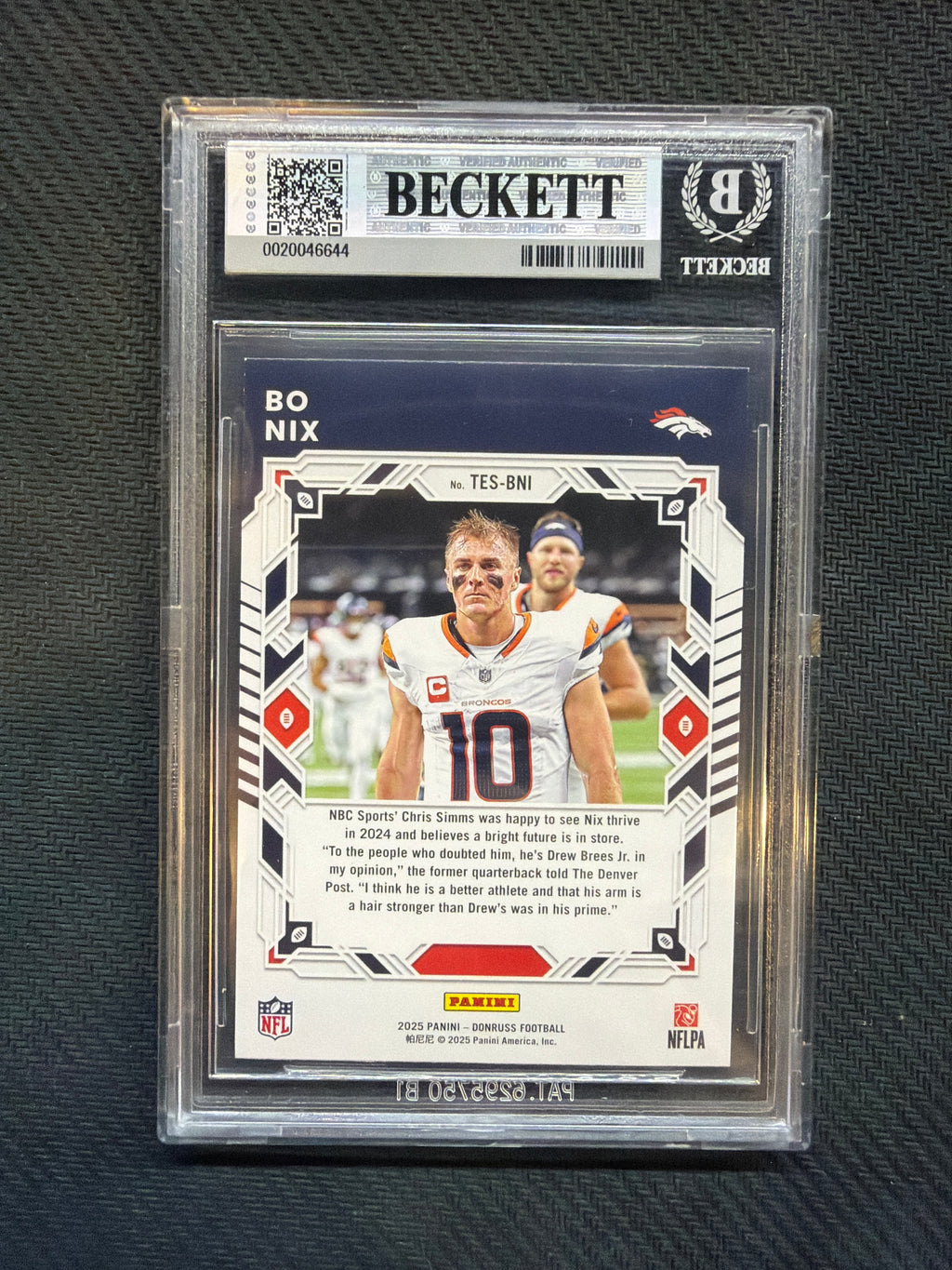 2025 Donruss Elite Series Bo Nix BGS 8.5 Broncos