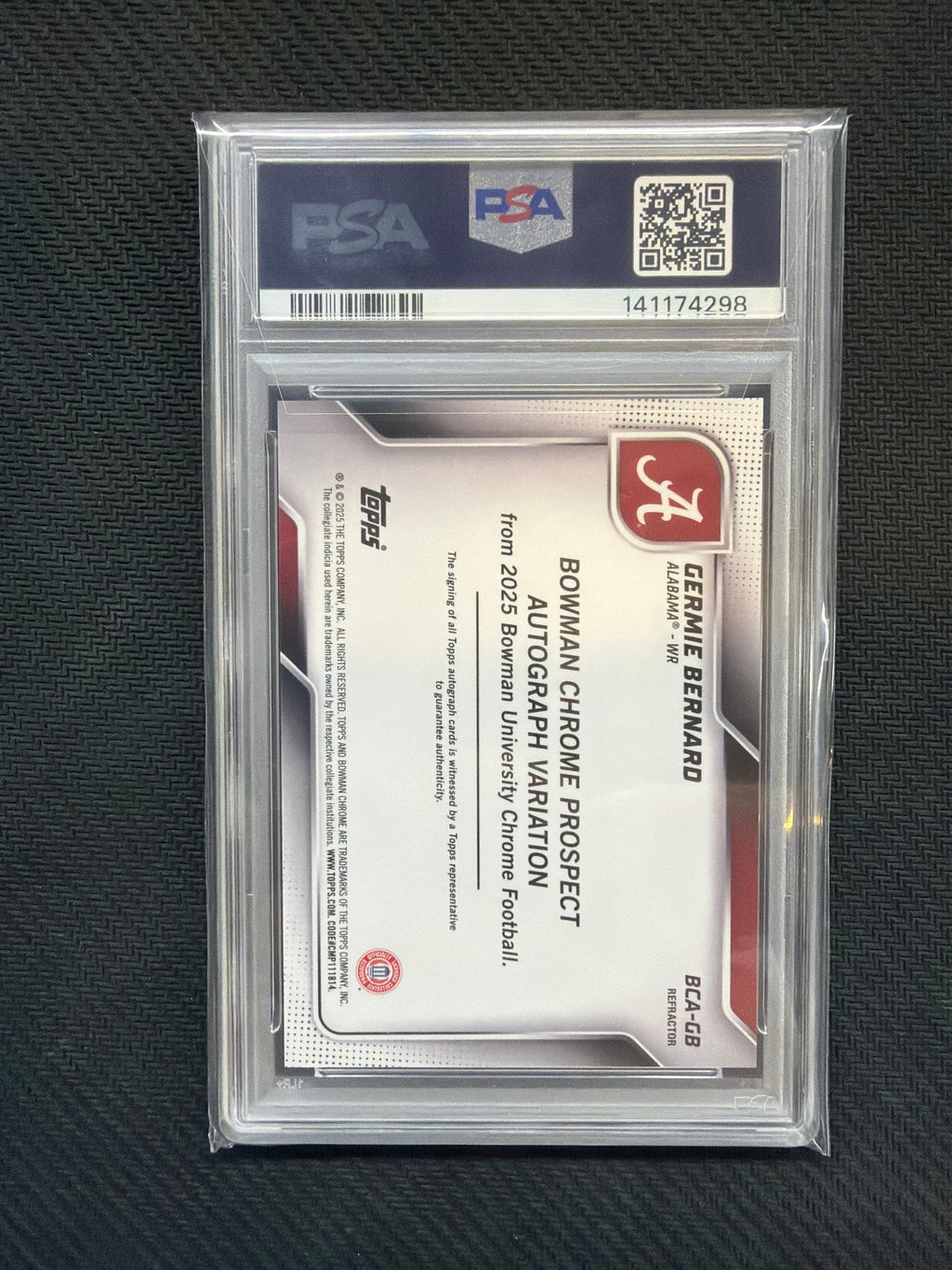 2025 Bowman U Chrome Germie Bernard Auto /299 PSA 9 Alabama
