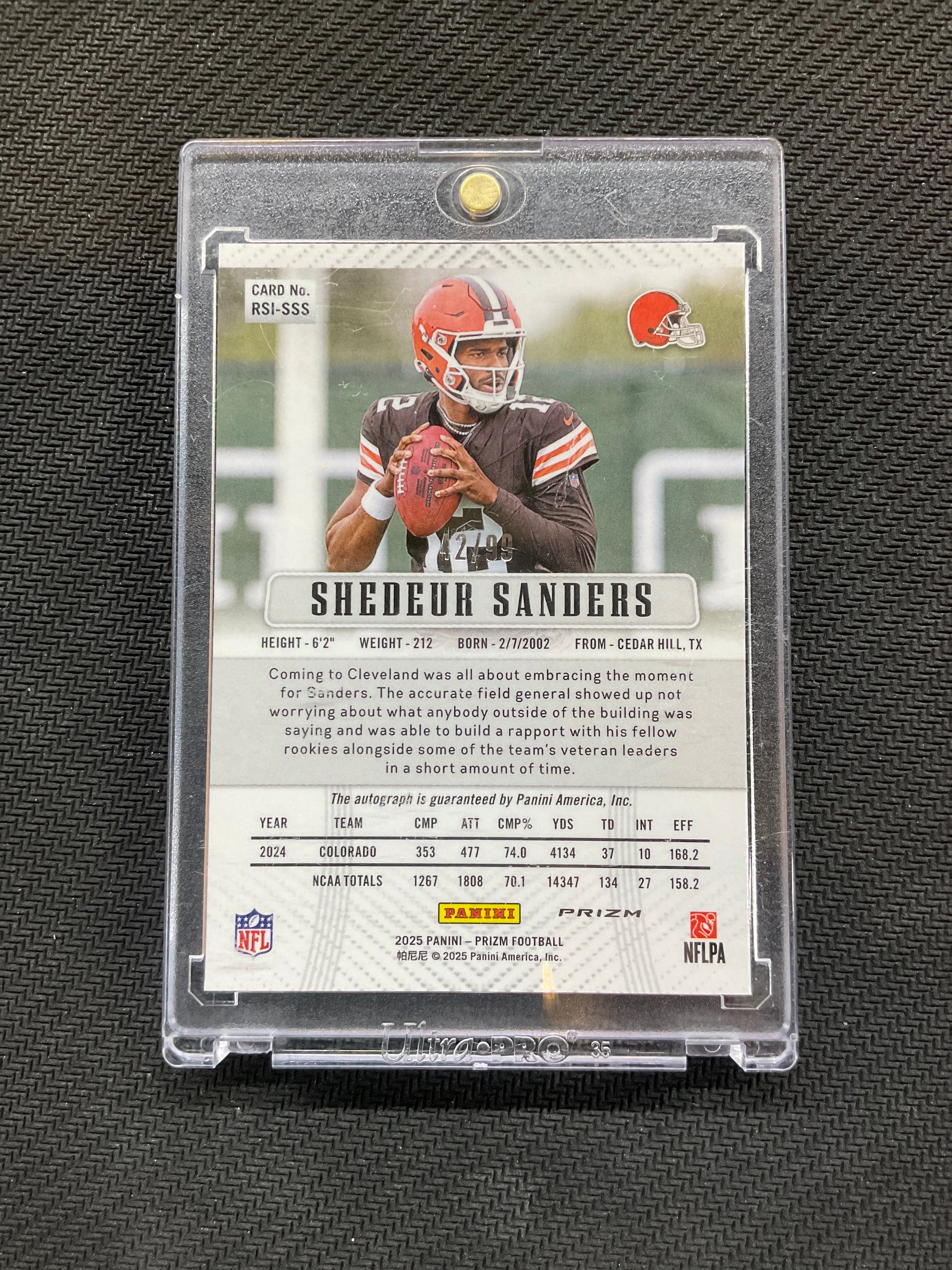 2025 Prizm Shedeur Sanders Blue Ice Auto /99 Rookie