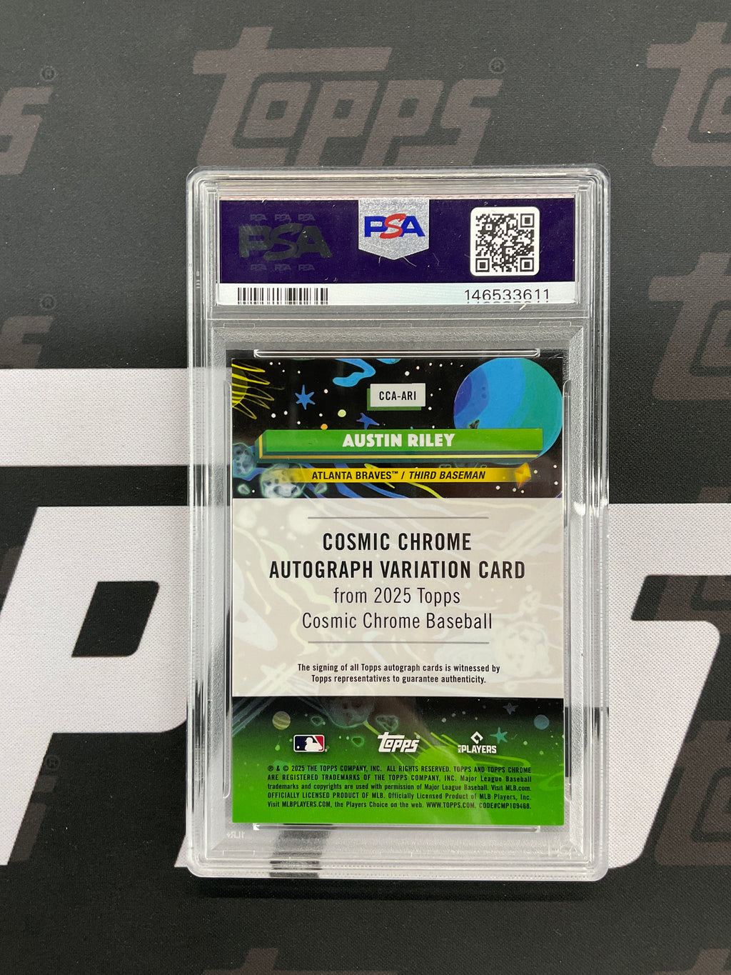 2025 Topps Chrome Cosmic Austin Riley Auto Gold /50 PSA 8 Braves
