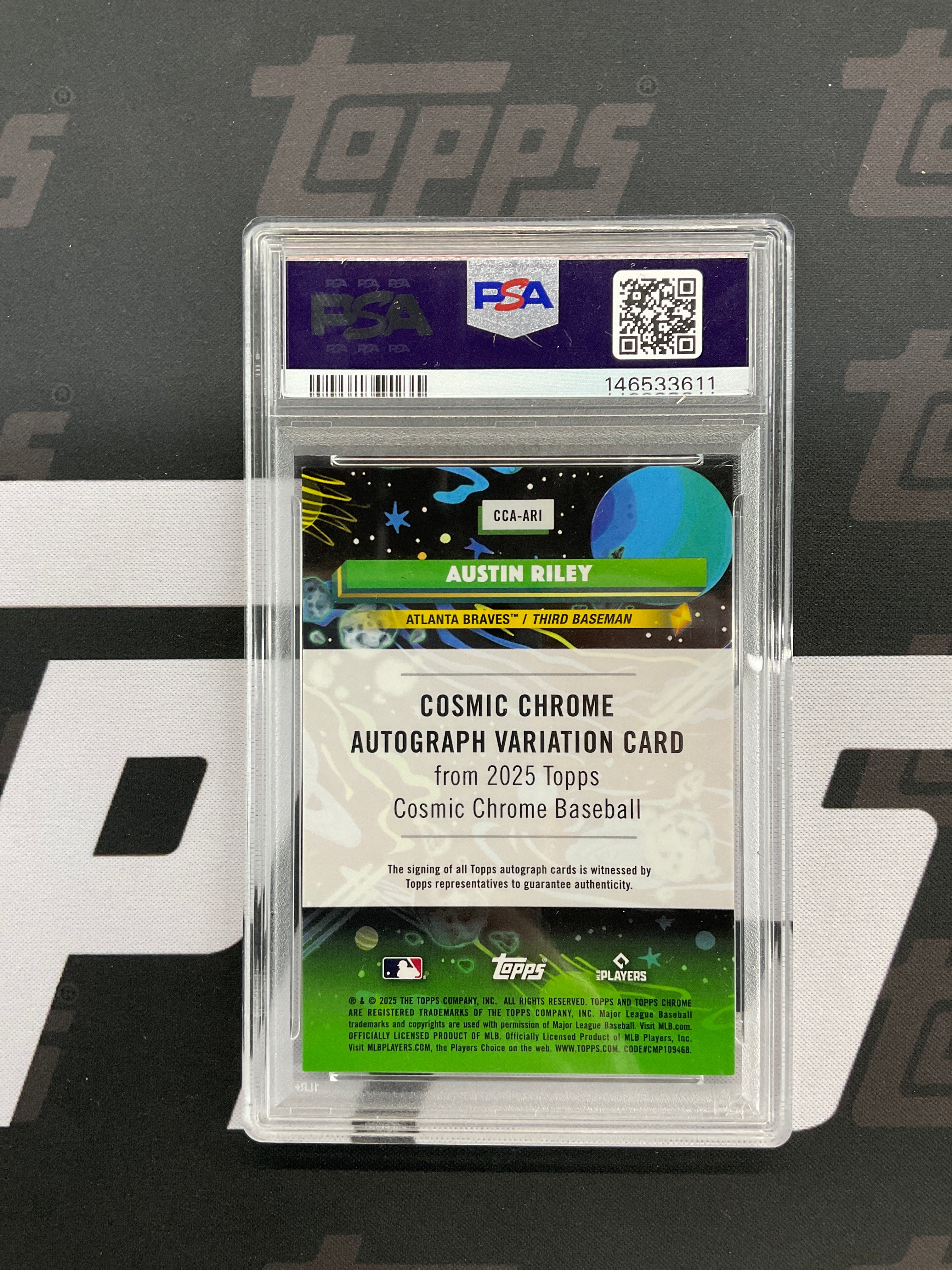 2025 Topps Chrome Cosmic Austin Riley Auto Gold /50 PSA 8 Braves