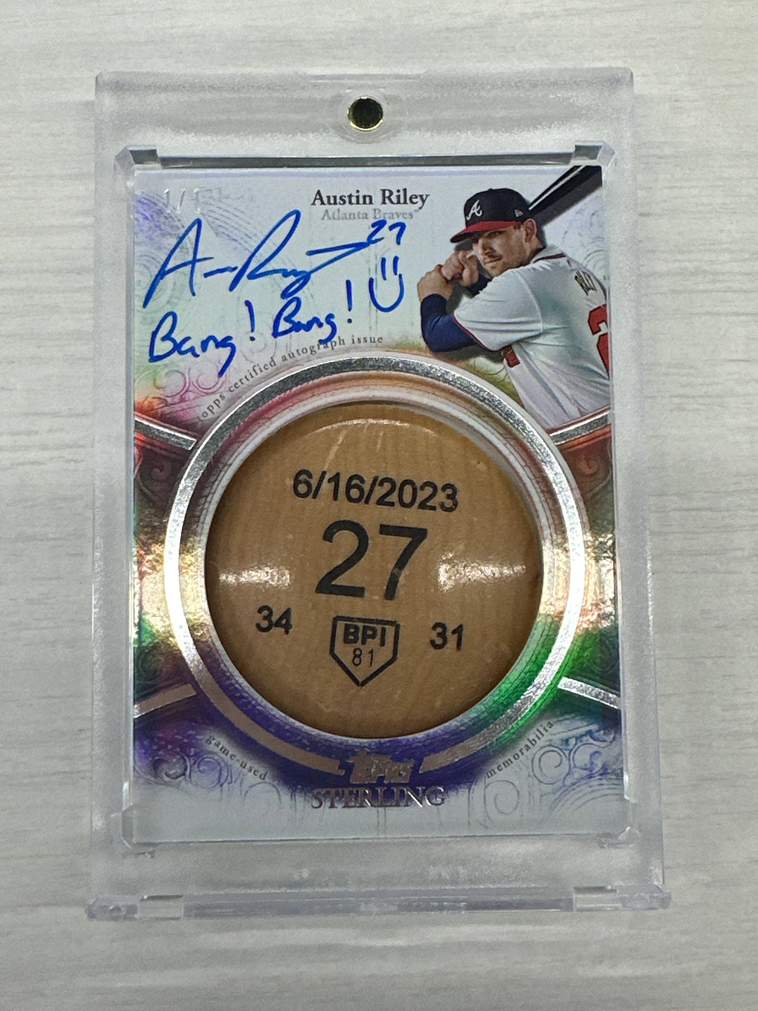 2025 Topps Sterling Austin Riley Bat Knob Auto 1/1 Braves