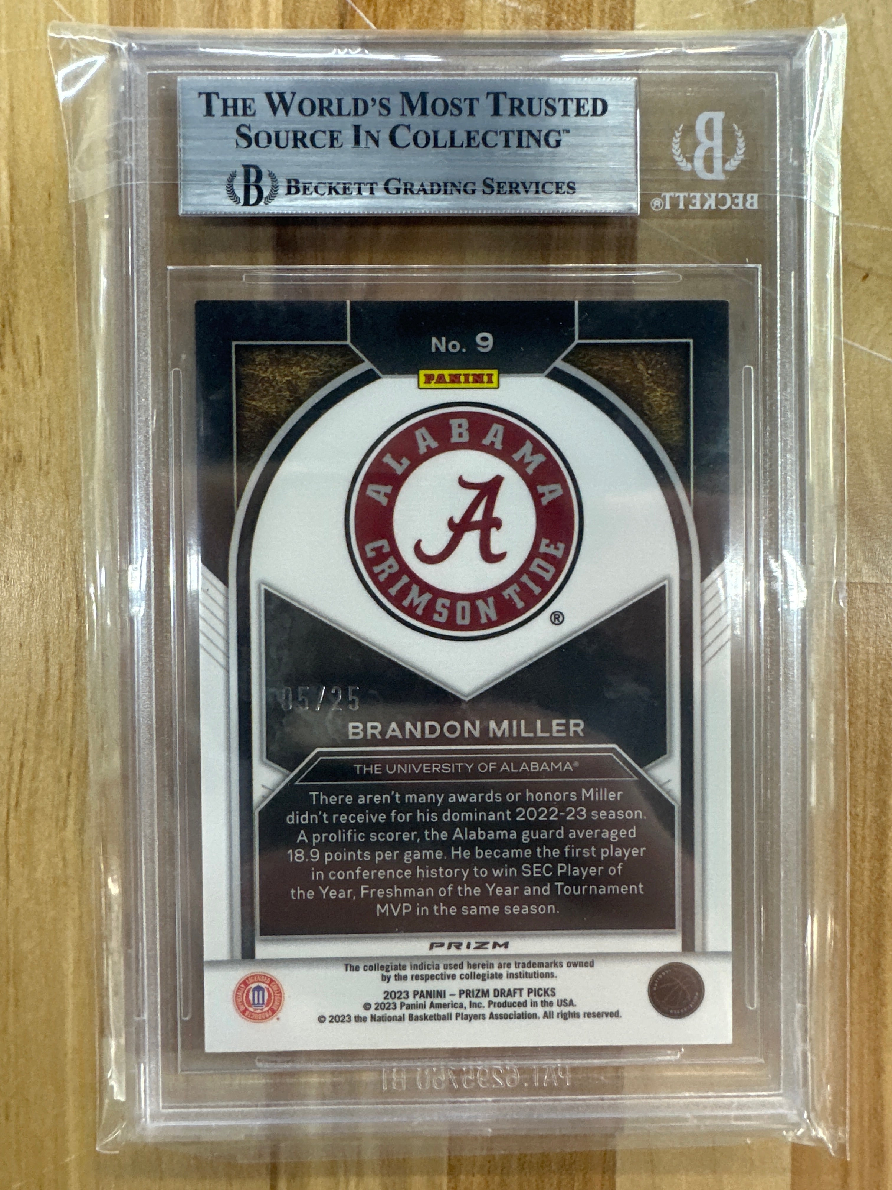 2023-24 Prizm Brandon Miller Brilliance Mojo /25 BGS 9 Alabama