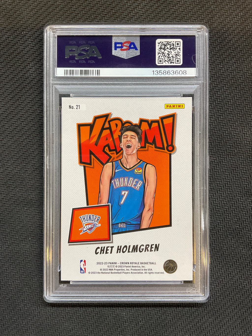 2022 Crown Royale Chet Holmgren Kaboom! PSA 10 Thunder
