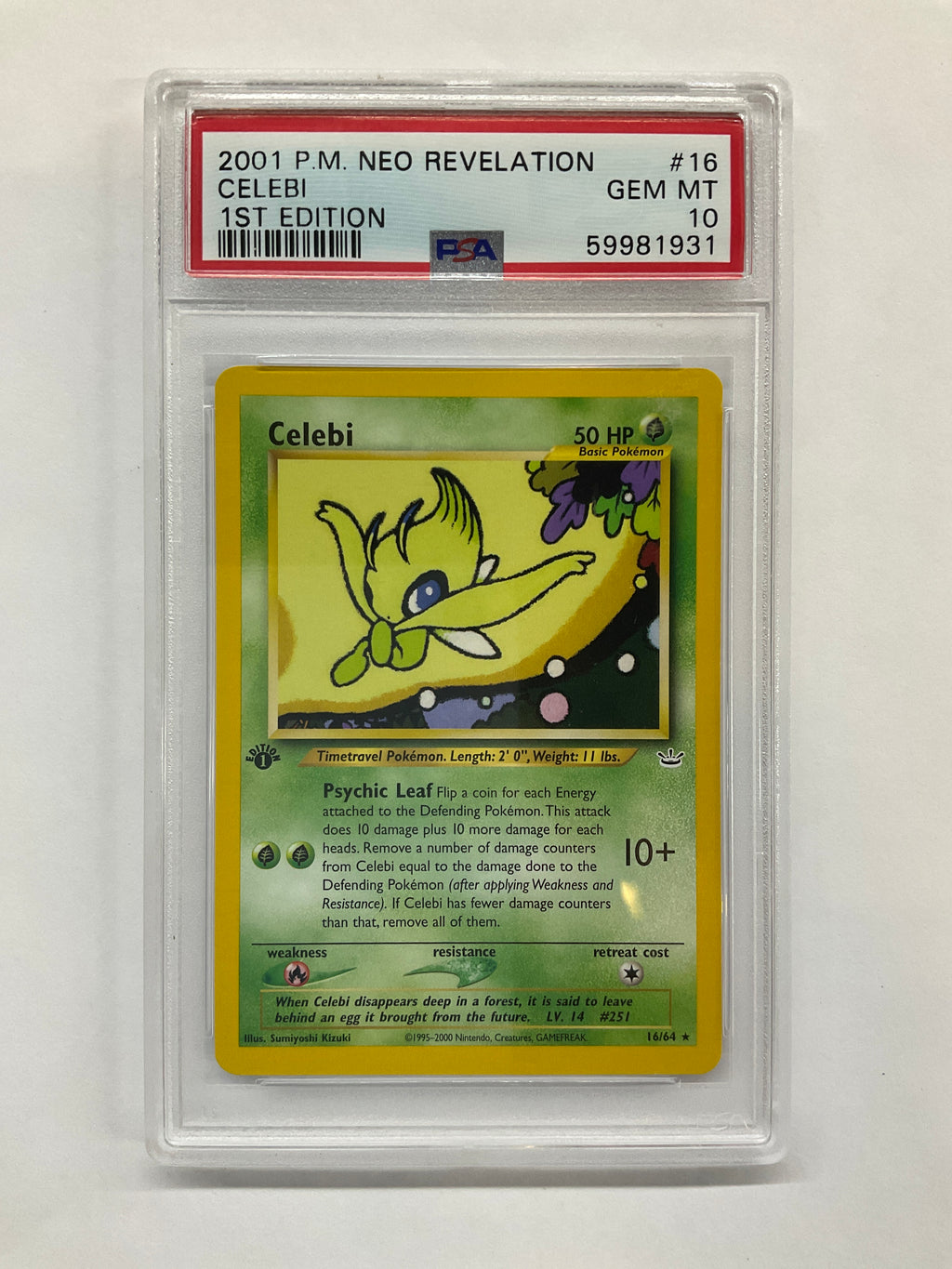 2001 Pokemon Neo Revelation Celebi 16 1st Edition PSA 10