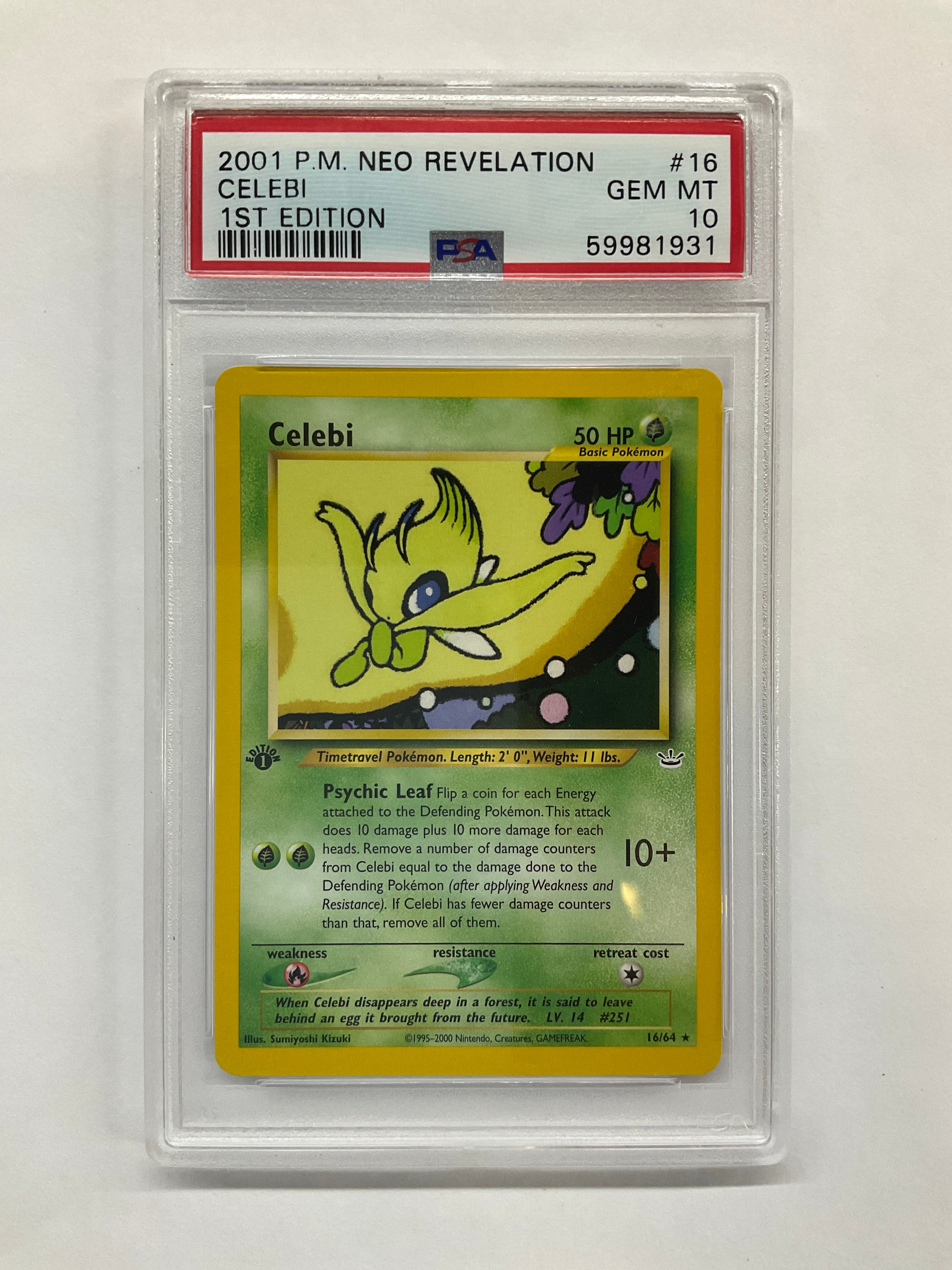 2001 Pokemon Neo Revelation Celebi 16 1st Edition PSA 10