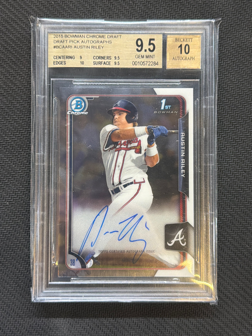 2015 Bowman Chrome Draft Austin Riley 1st Auto BGS 9.5 Auto 10 Braves