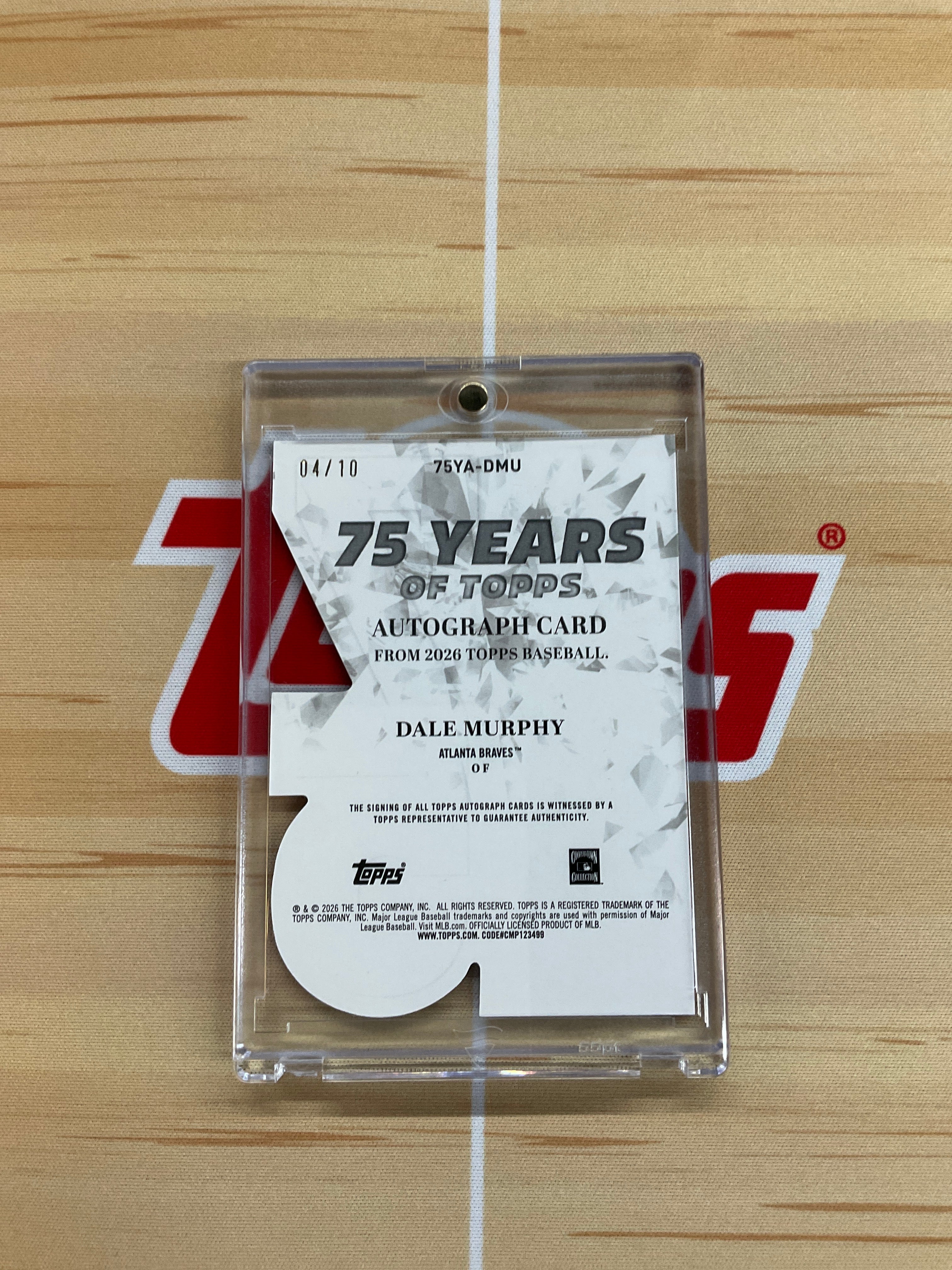 2026 Topps 75 Years Dale Murphy Auto /10 Black Braves