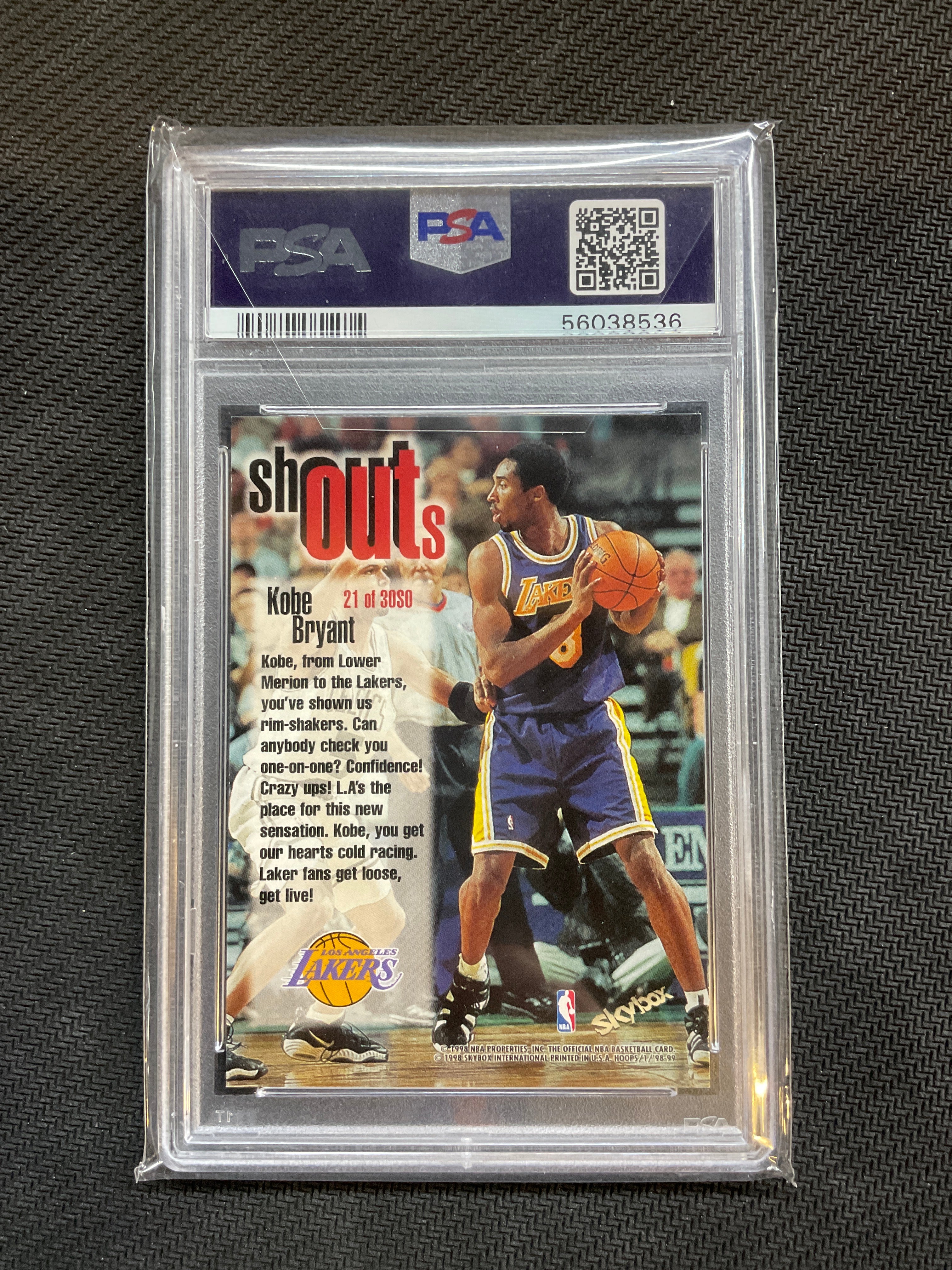 1998 Hoops Shout Outs Kobe Bryant PSA 10 Lakers