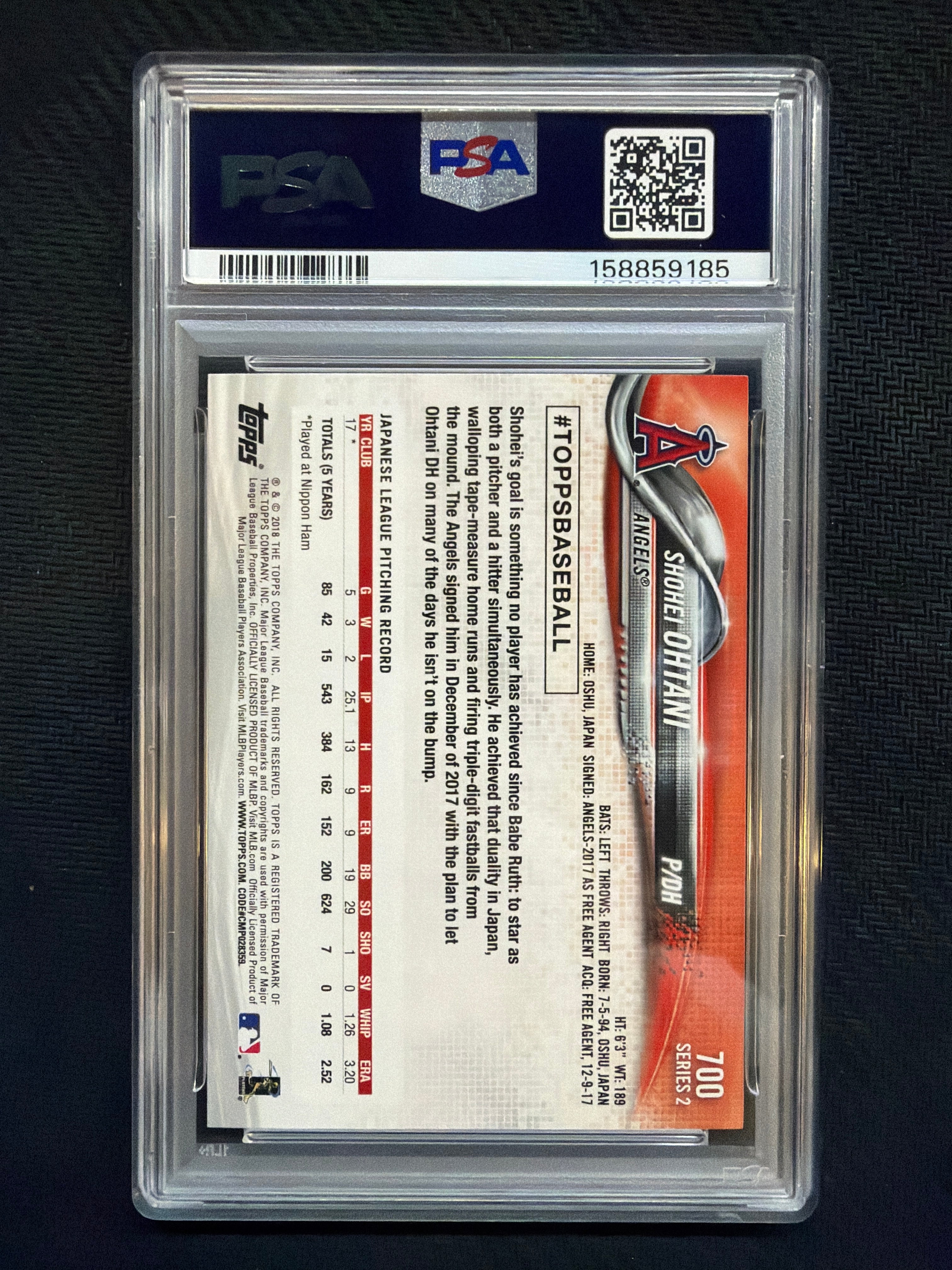2018 Topps Shohei Ohtani Pitching PSA 8 185
