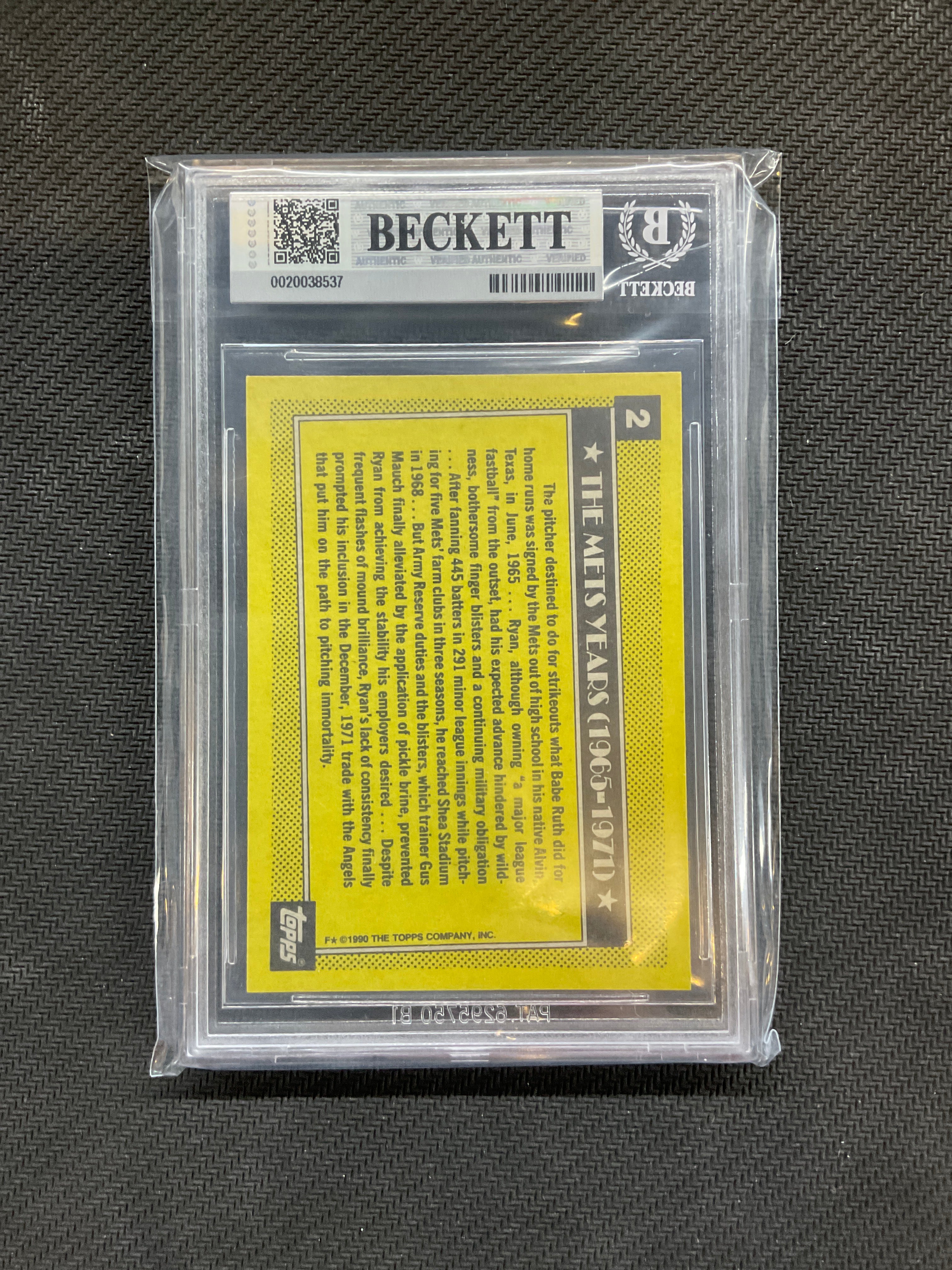 1990 Topps Nolan Ryan #2 Salute BGS 8 537