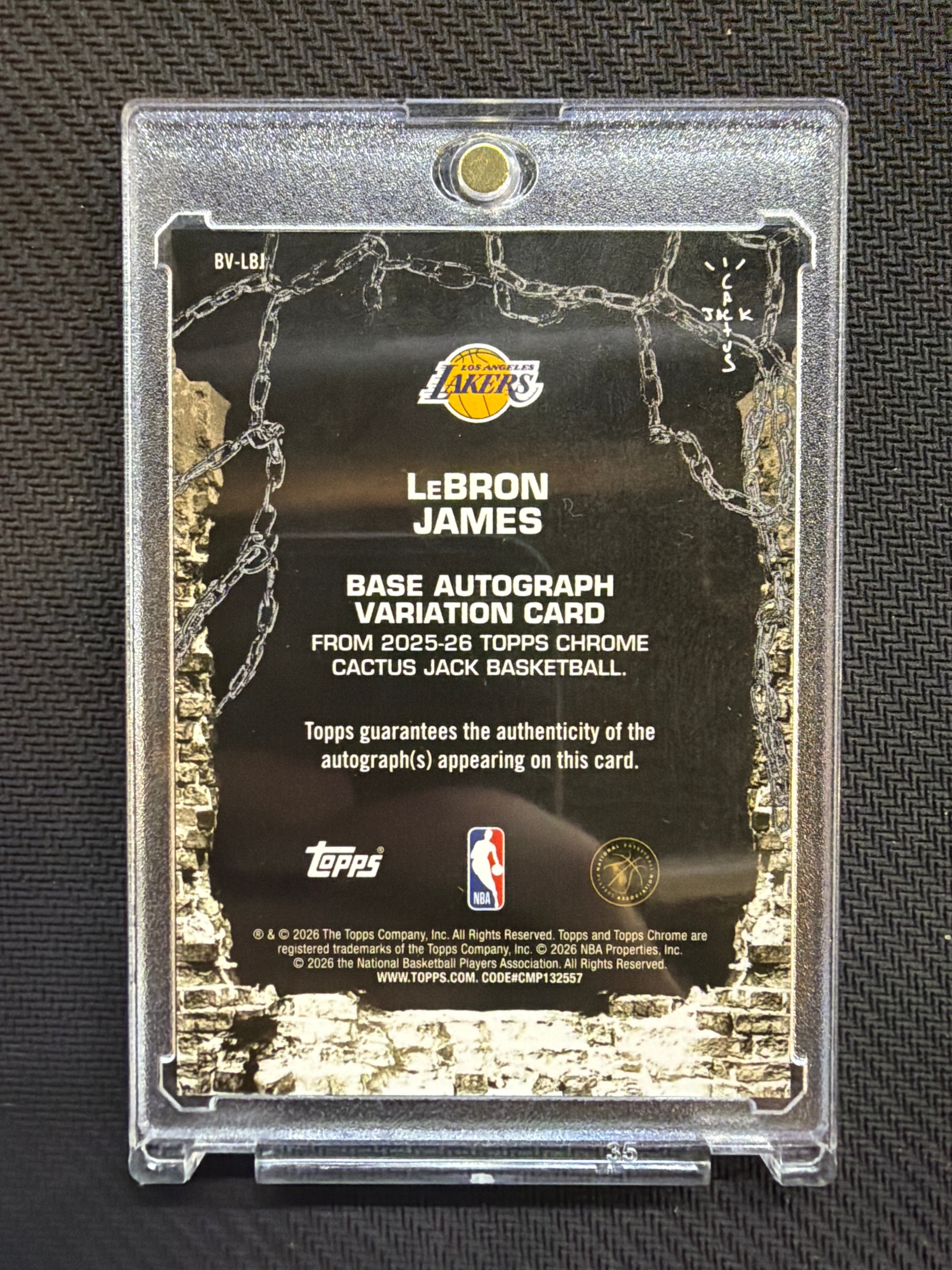 2025/26 Topps Chrome Cactus Jack LeBron James Red Auto /5 Lakers King Auto