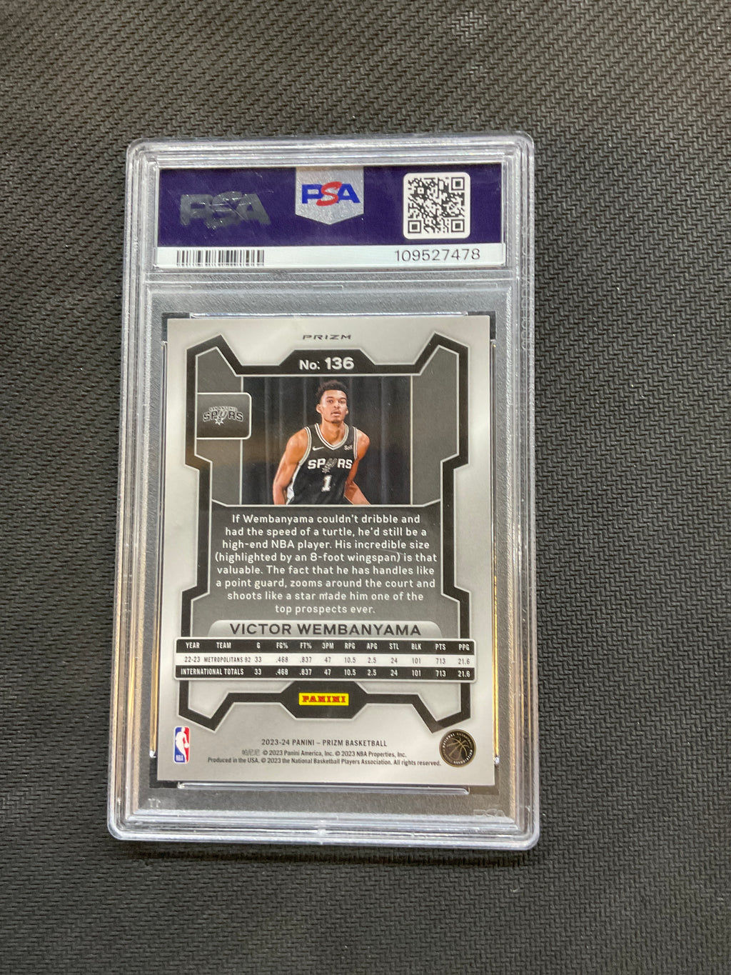 2023 Prizm Victor Wembanyama Rookie Green PSA 10 478 Spurs