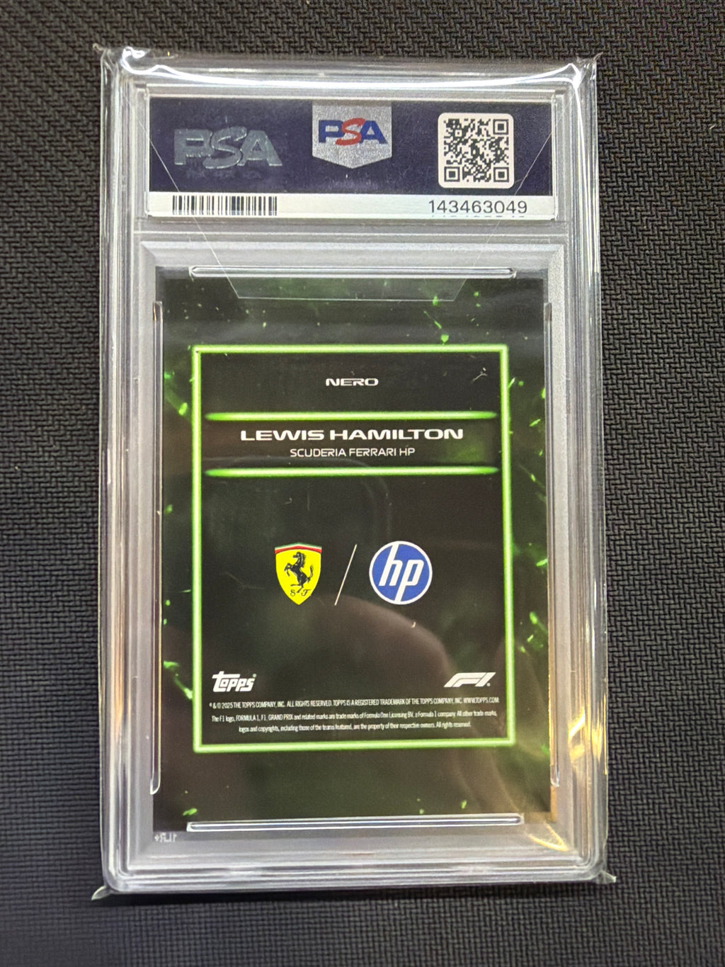 2025 Topps Lights Out Lewis Hamilton Nero Green /75 PSA 9 Ferrari