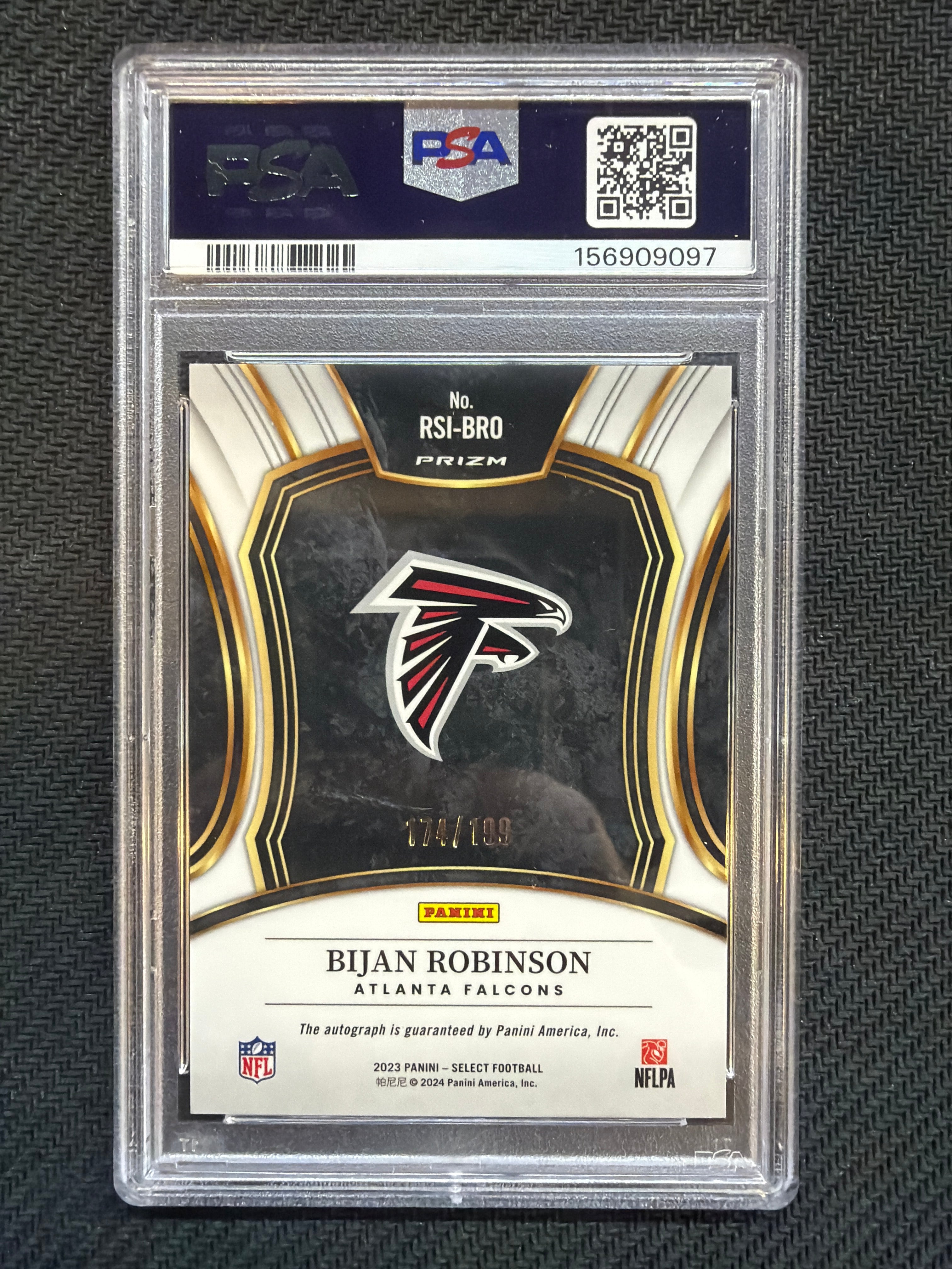2023 Select Bijan Robinson Rookie Signature /199 #RSIBRO PSA 10 Falcons 097