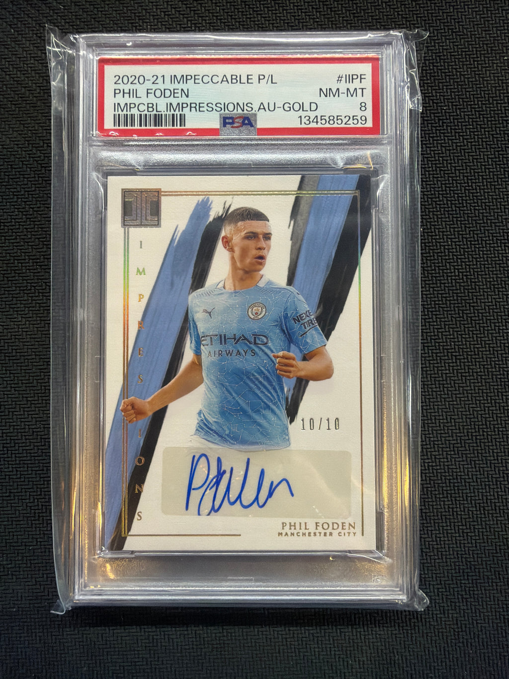 2020-21 Impeccable Phil Foden Impressions Auto Gold /10 PSA 8
