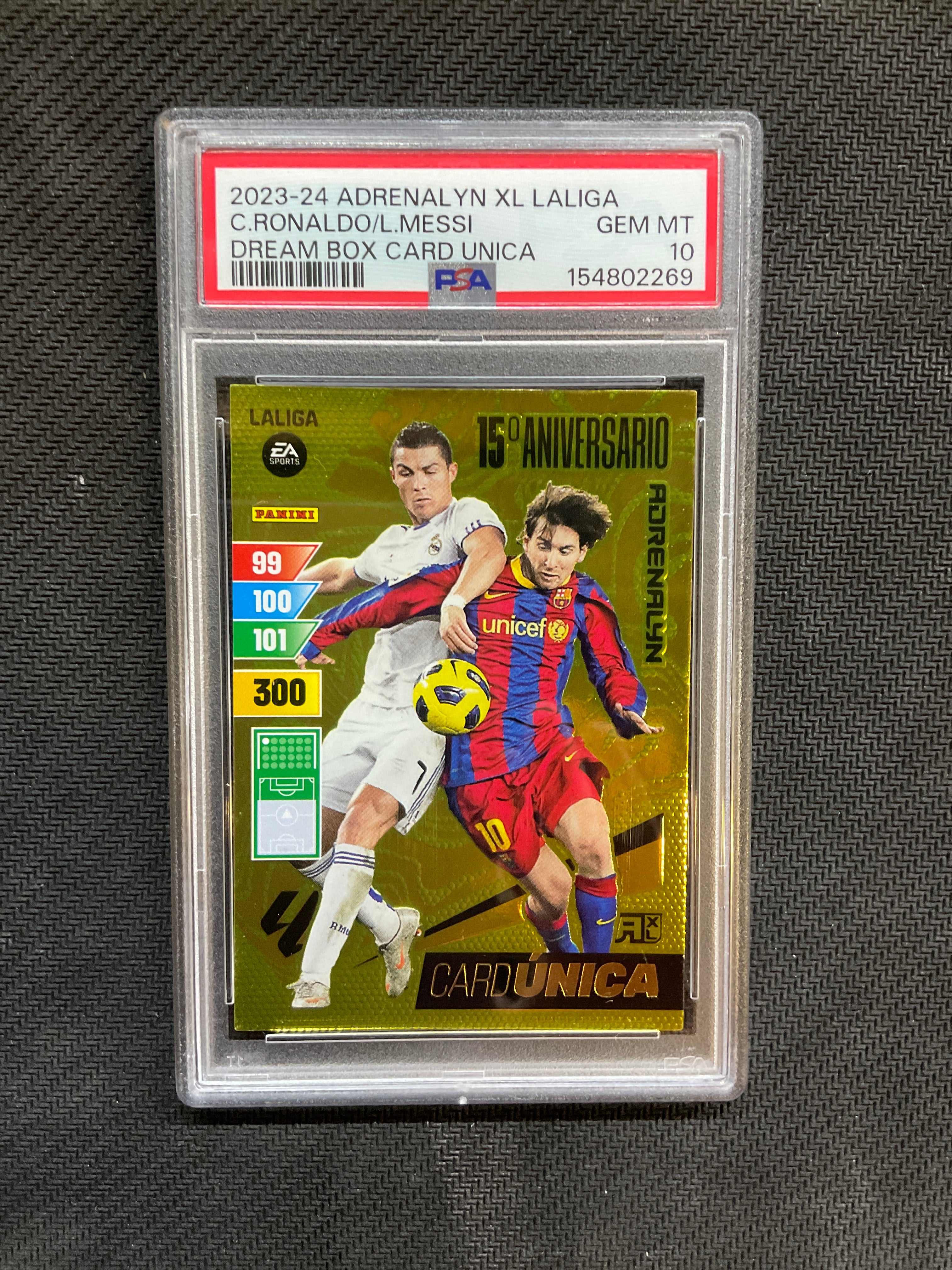 2023-24 Panini Adrenalyn XL Laliga Cristiano Ronaldo Lionel Messi Dream Box Card Unica PSA 10 269