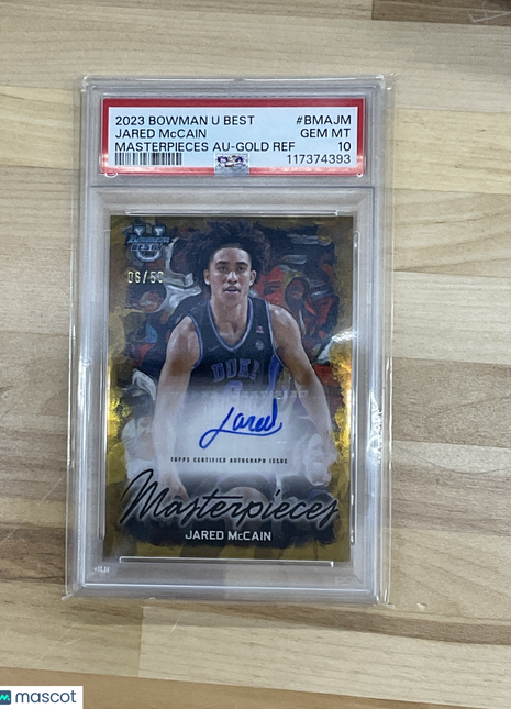 2023 Bowman University Best Bowman Masterpieces Autographs Jared Mccain Gold Ref #BMAJM PSA 10