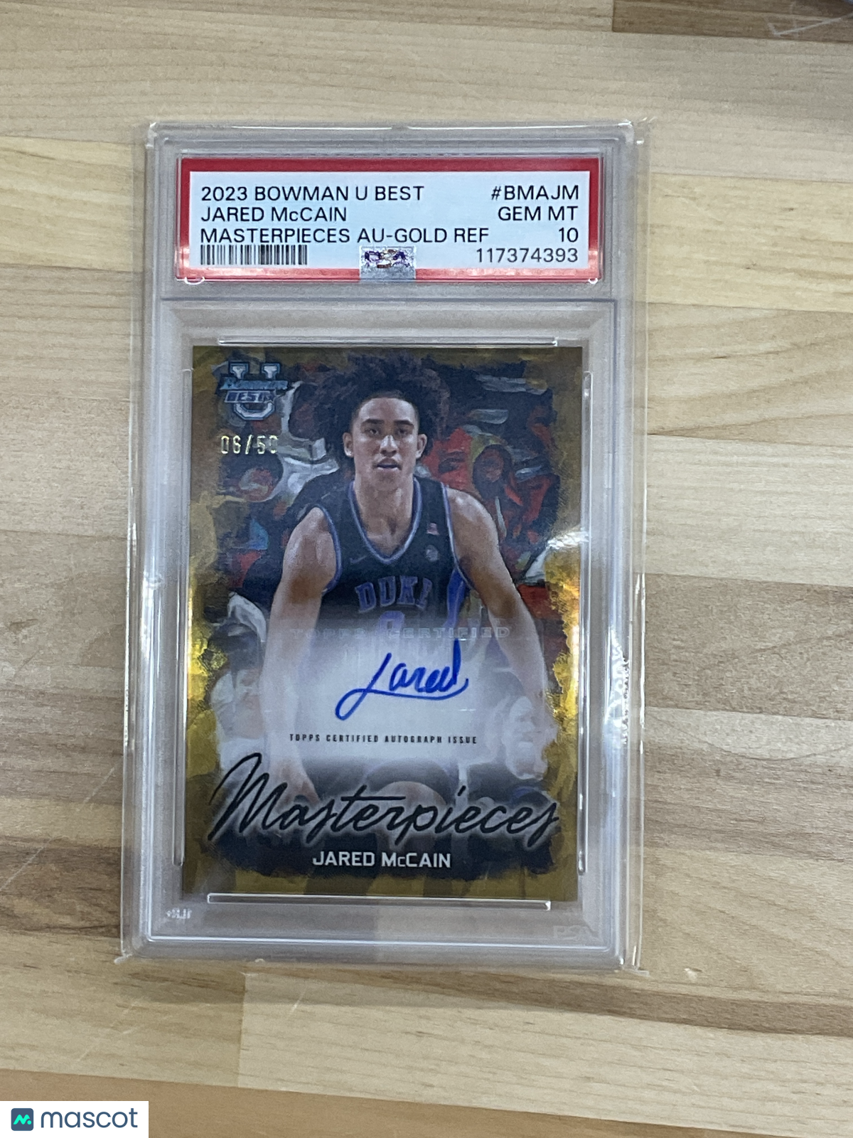 2023 Bowman University Best Bowman Masterpieces Autographs Jared Mccain Gold Ref #BMAJM PSA 10
