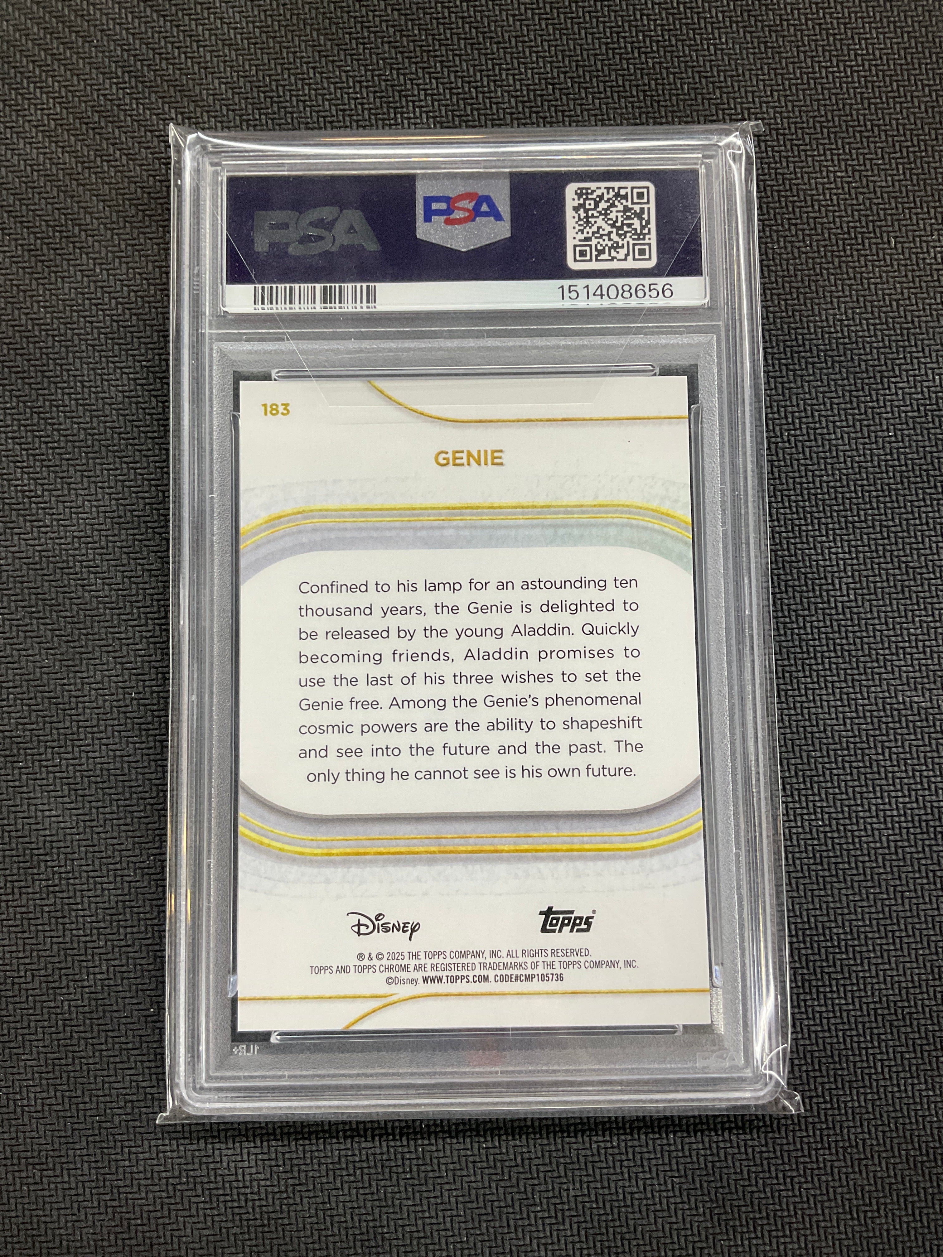2025 Topps Chrome Disney Genie Gold Wave /50 #183 PSA 8