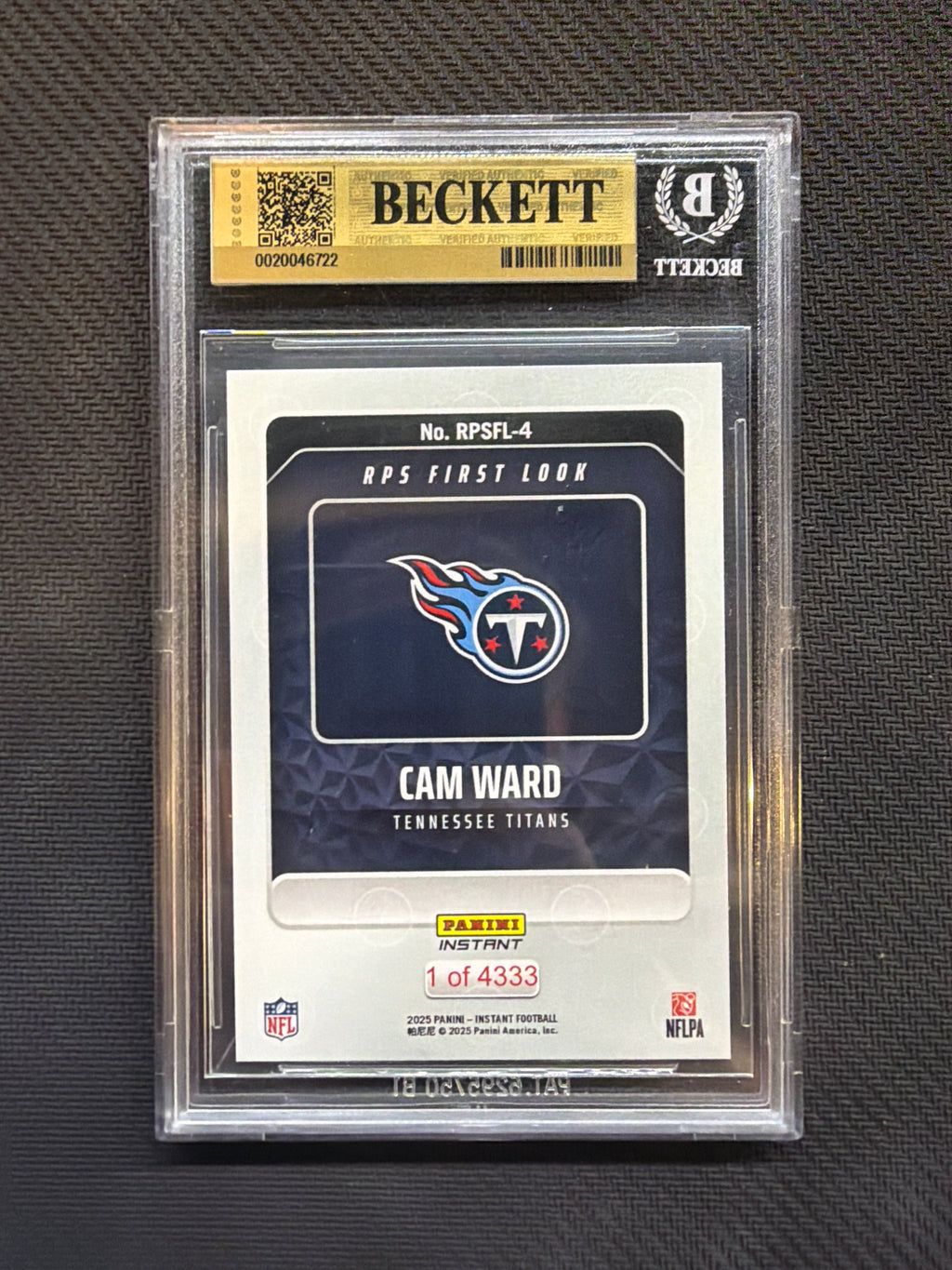 2025 Panini Instant Cam Ward Rookie BGS 10 Titans 722