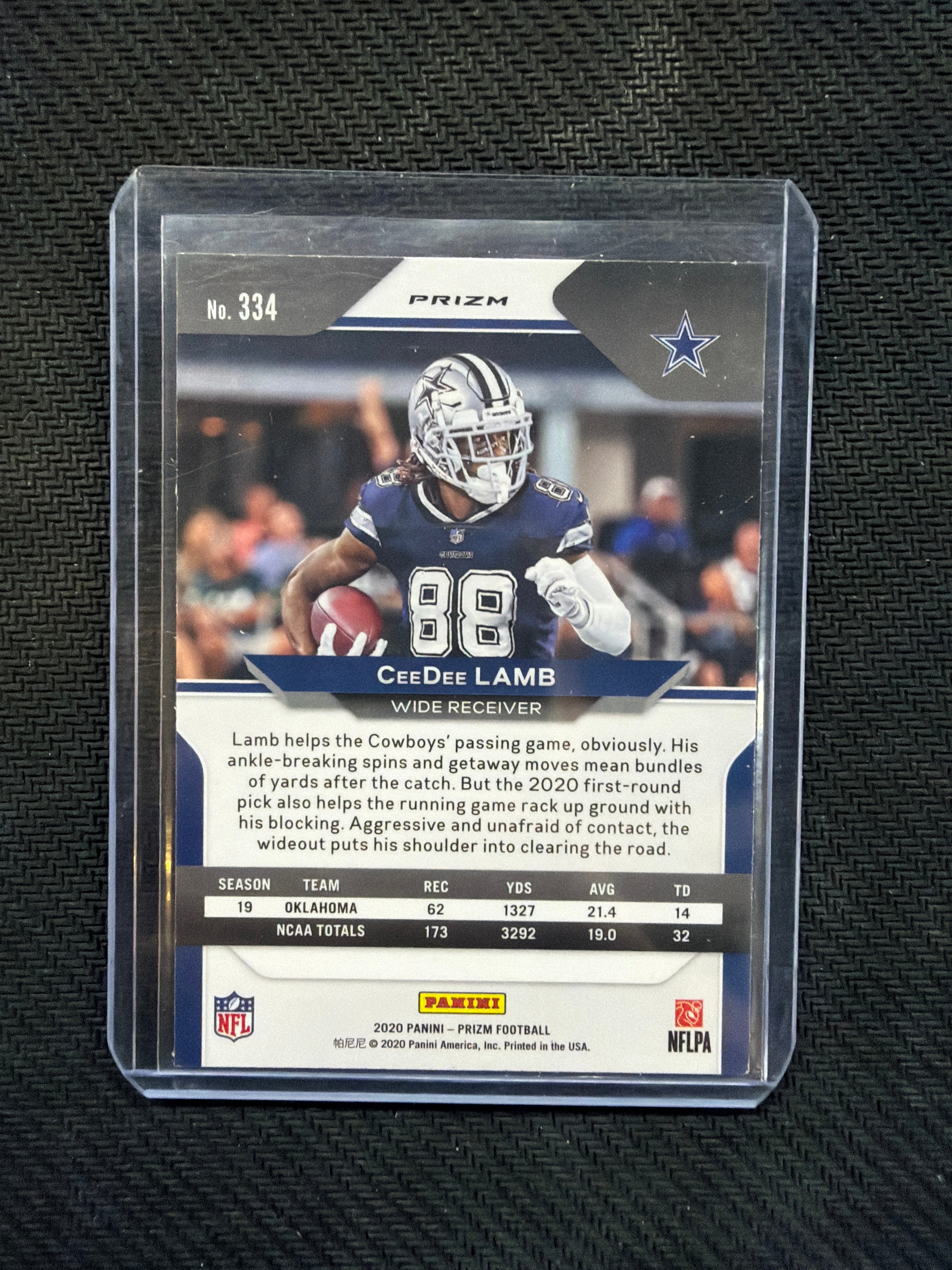 2020 Panini Prizm CeeDee Lamb Rookie Blue #334 Cowboys