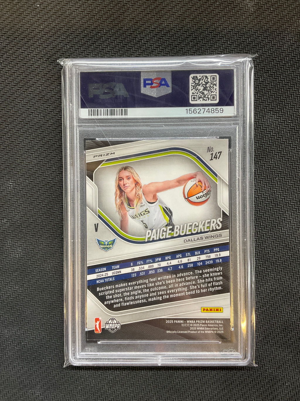 2025 Prizm WNBA Paige Bueckers WNBA Logo #147 PSA 9 Rookie