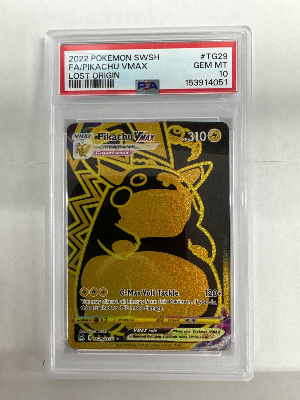 2022 Pokemon Lost Origin Pikachu Vmax TG29 PSA 10