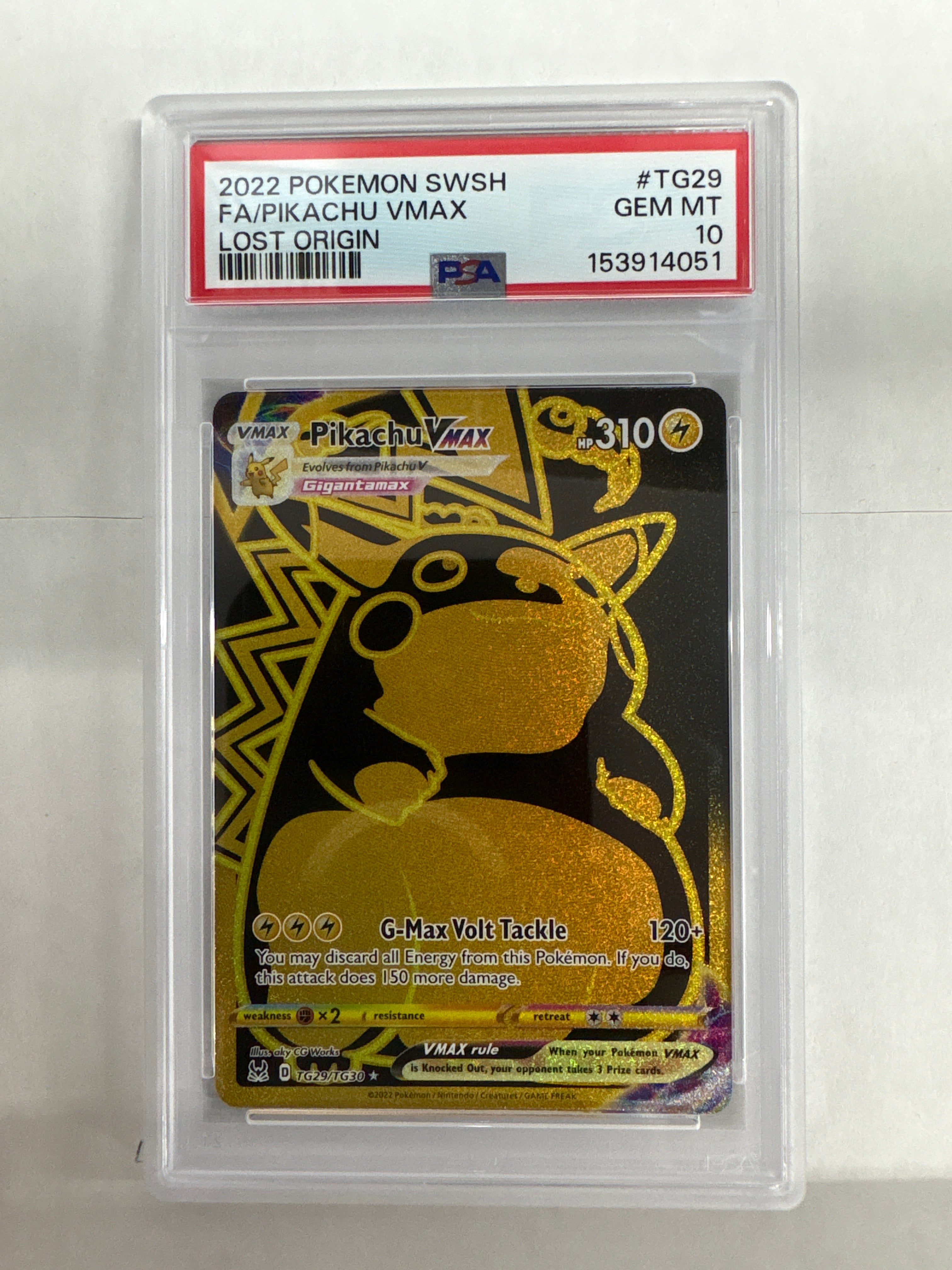 2022 Pokemon Lost Origin Pikachu Vmax TG29 PSA 10