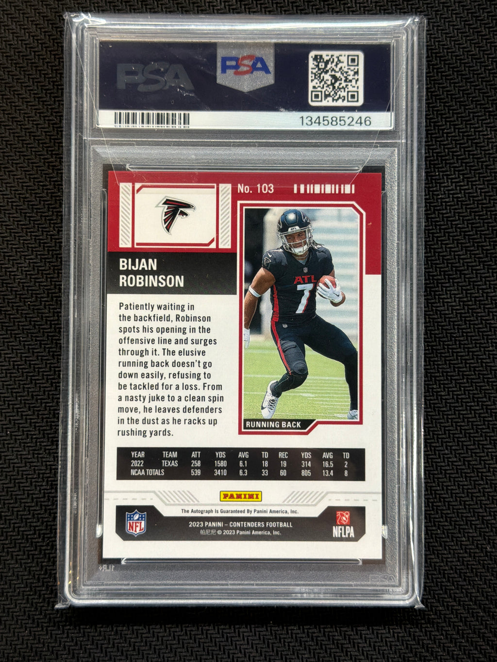 2023 Contenders Bijan Robinson Rookie Auto Ticket PSA 9 246 #103