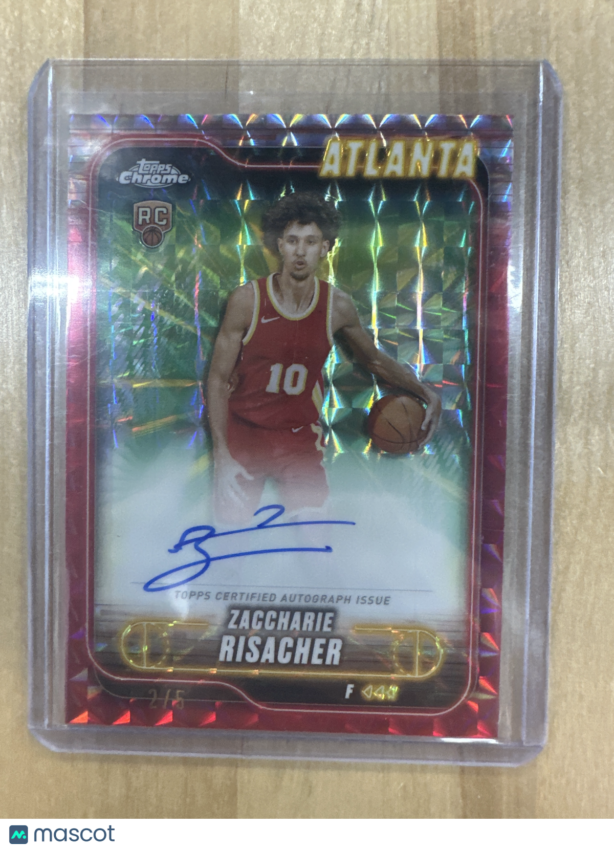 2024/25 Topps Chrome Zaccharie Risacher Red Geo Auto /5
