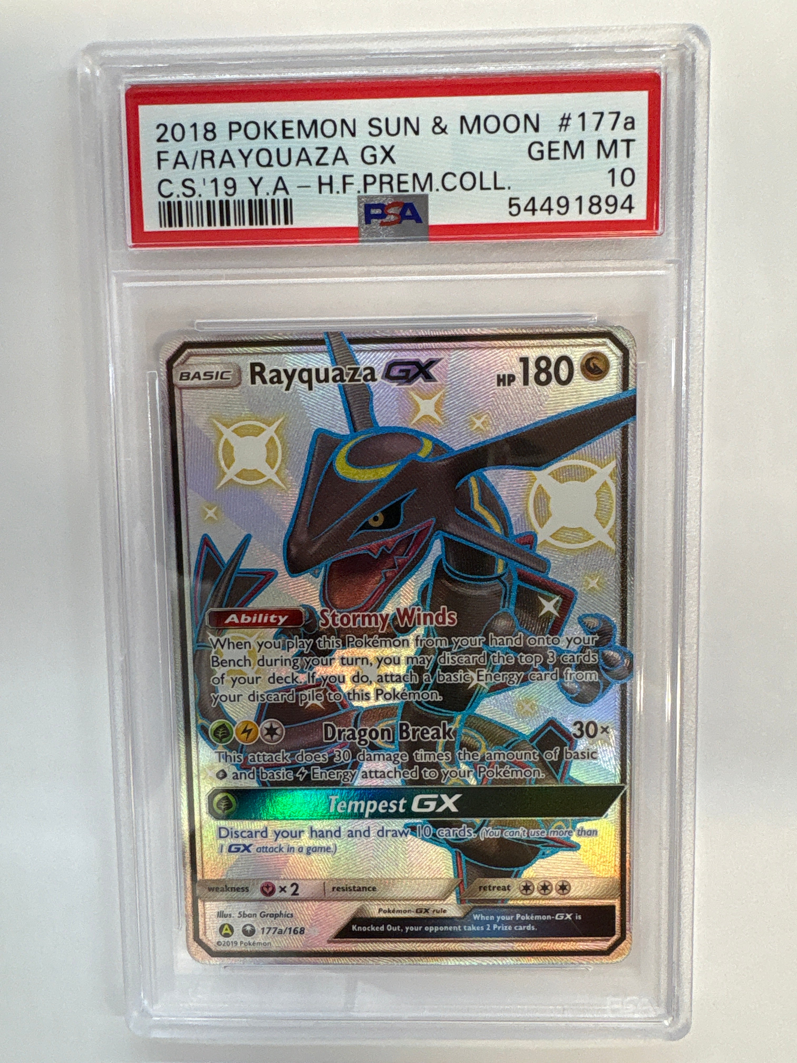 2018 Pokemon Celestial Storm Rayquaza GX 177a PSA 10