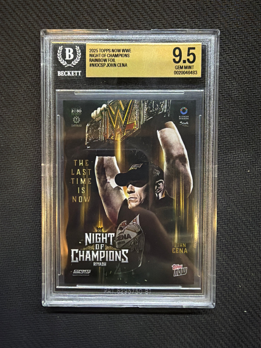 2025 Topps Now WWE Night Of Champions John Cena Rainbow Foil BGS 9.5