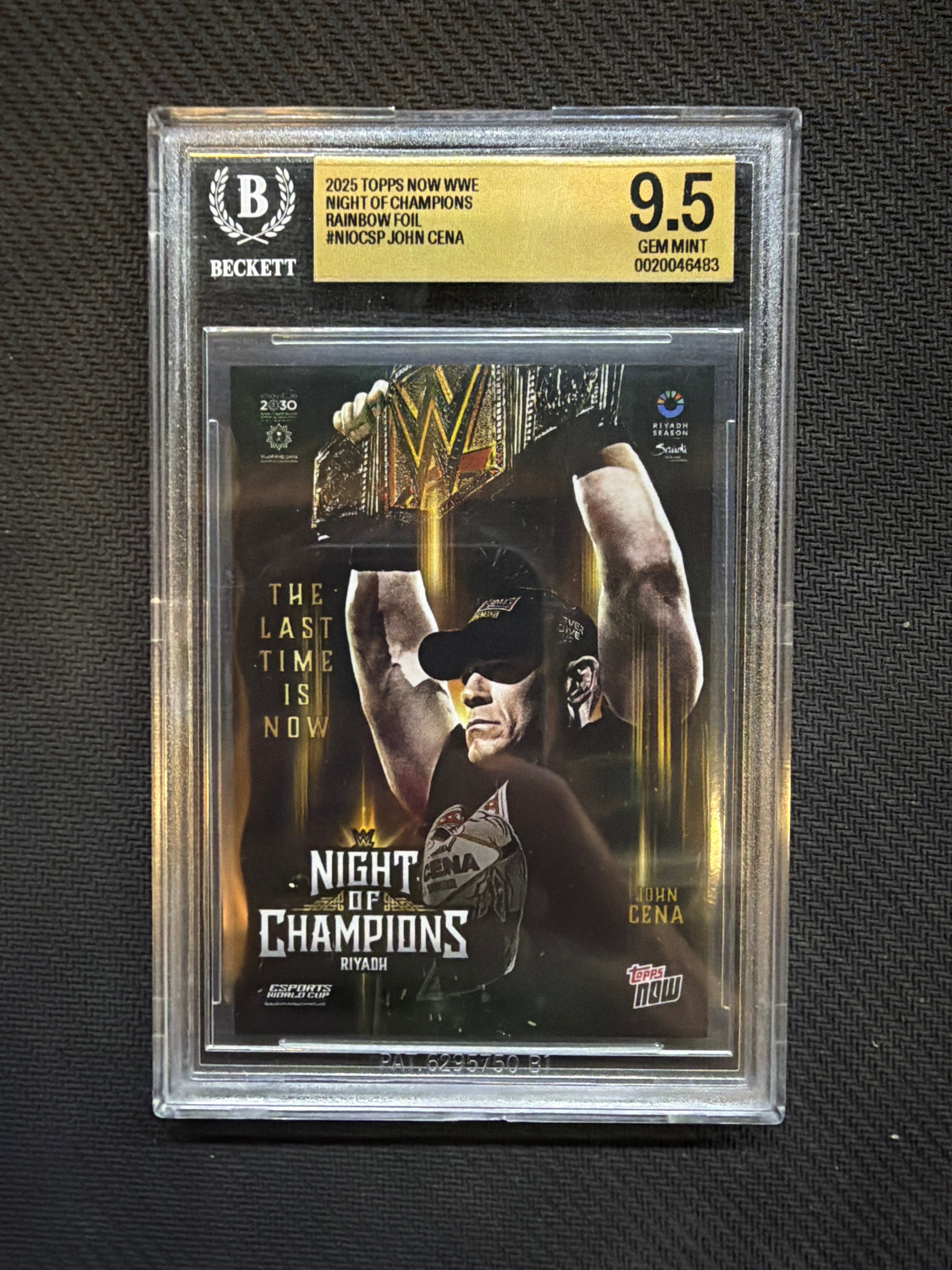 2025 Topps Now WWE Night Of Champions John Cena Rainbow Foil BGS 9.5